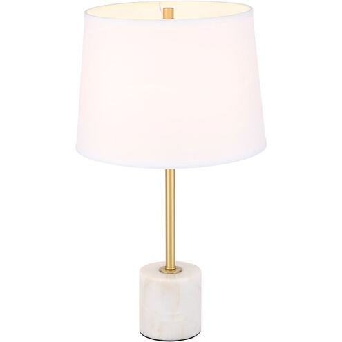 Kira 24 inch 40 watt Brushed Brass and White Table Lamp Portable Light