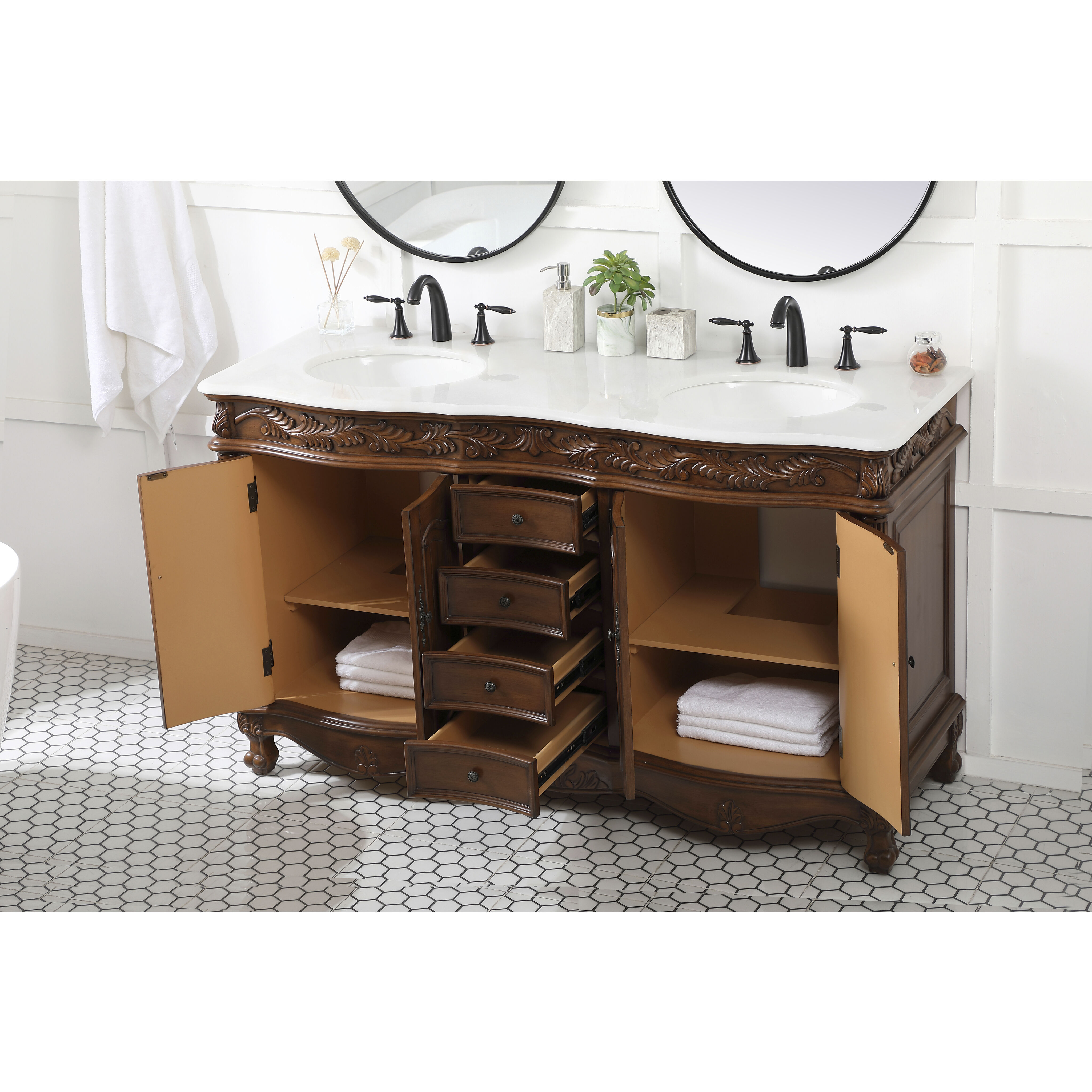 Windsor 60 X 22 X 36 inch Teak Vanity Sink Set