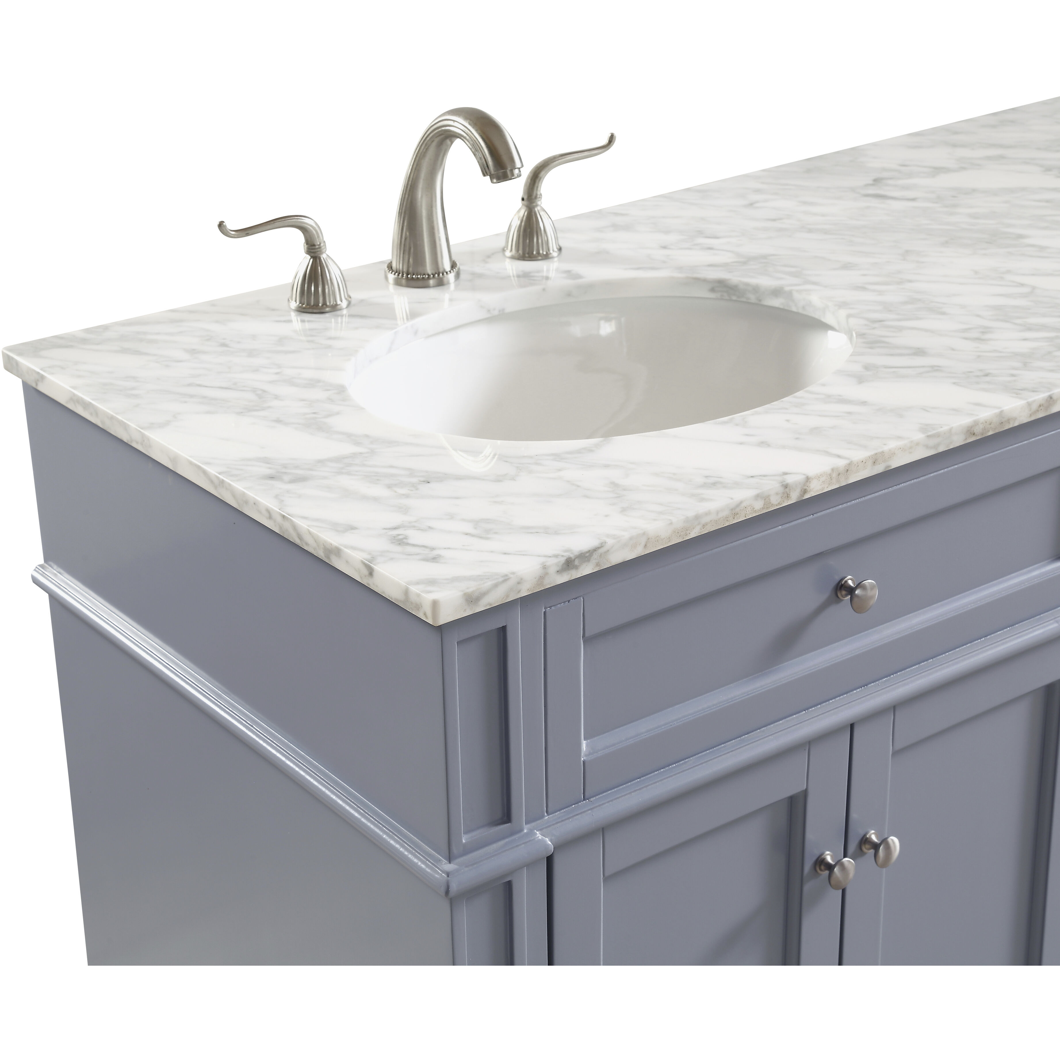 Park Avenue 60 X 35 inch Grey with Carrara White Marble Vanity Set in Gray
