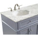 Park Avenue 60 X 35 inch Grey with Carrara White Marble Vanity Set in Gray