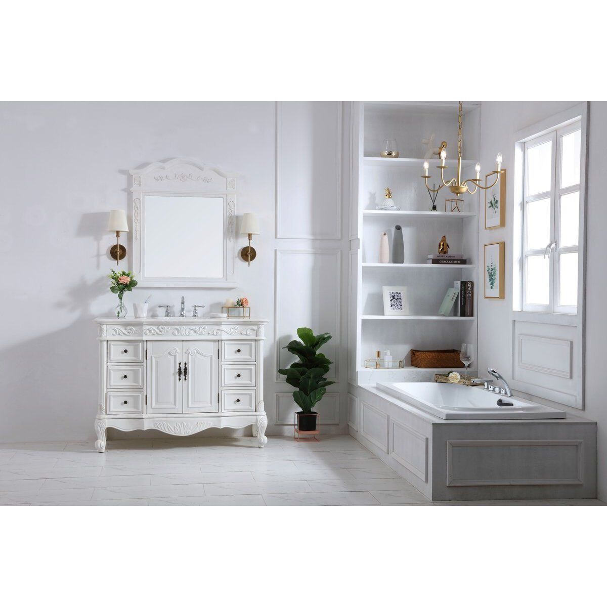Oakland 48 X 22 X 36 inch Antique White Vanity Sink Set