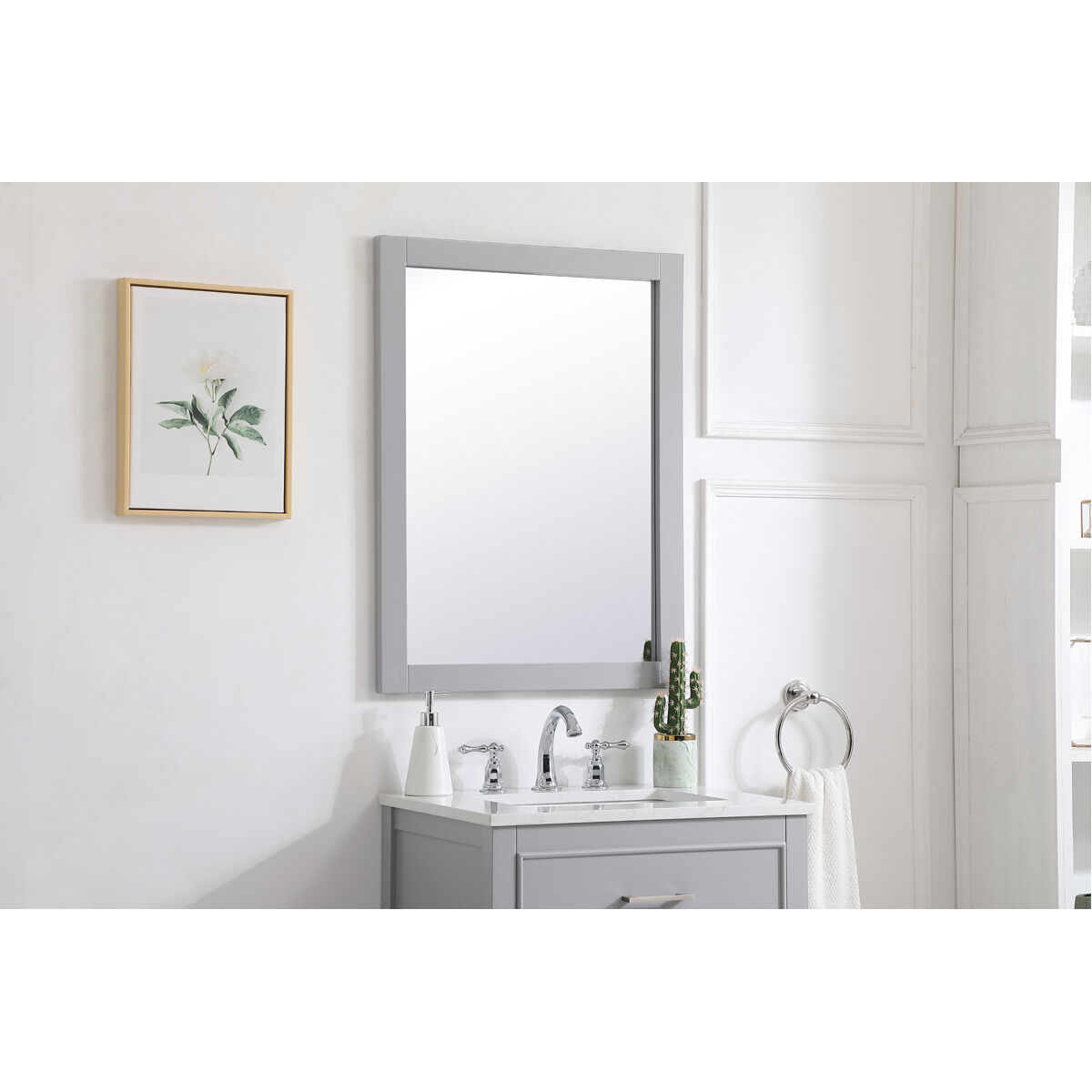 Aqua 32 X 24 inch Grey Wall Mirror in Gray