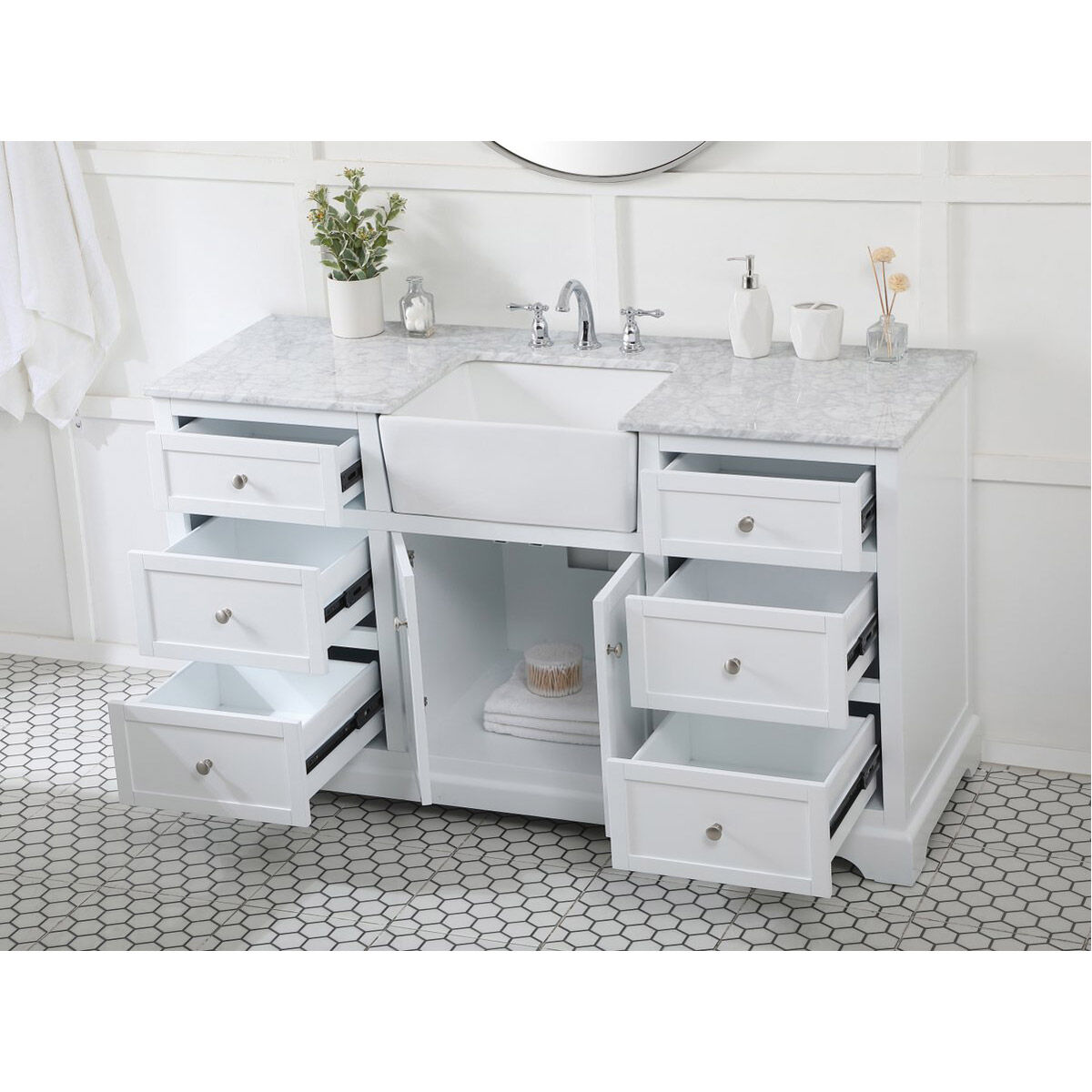Franklin 60 X 22 X 35 inch White Bathroom Vanity Cabinet