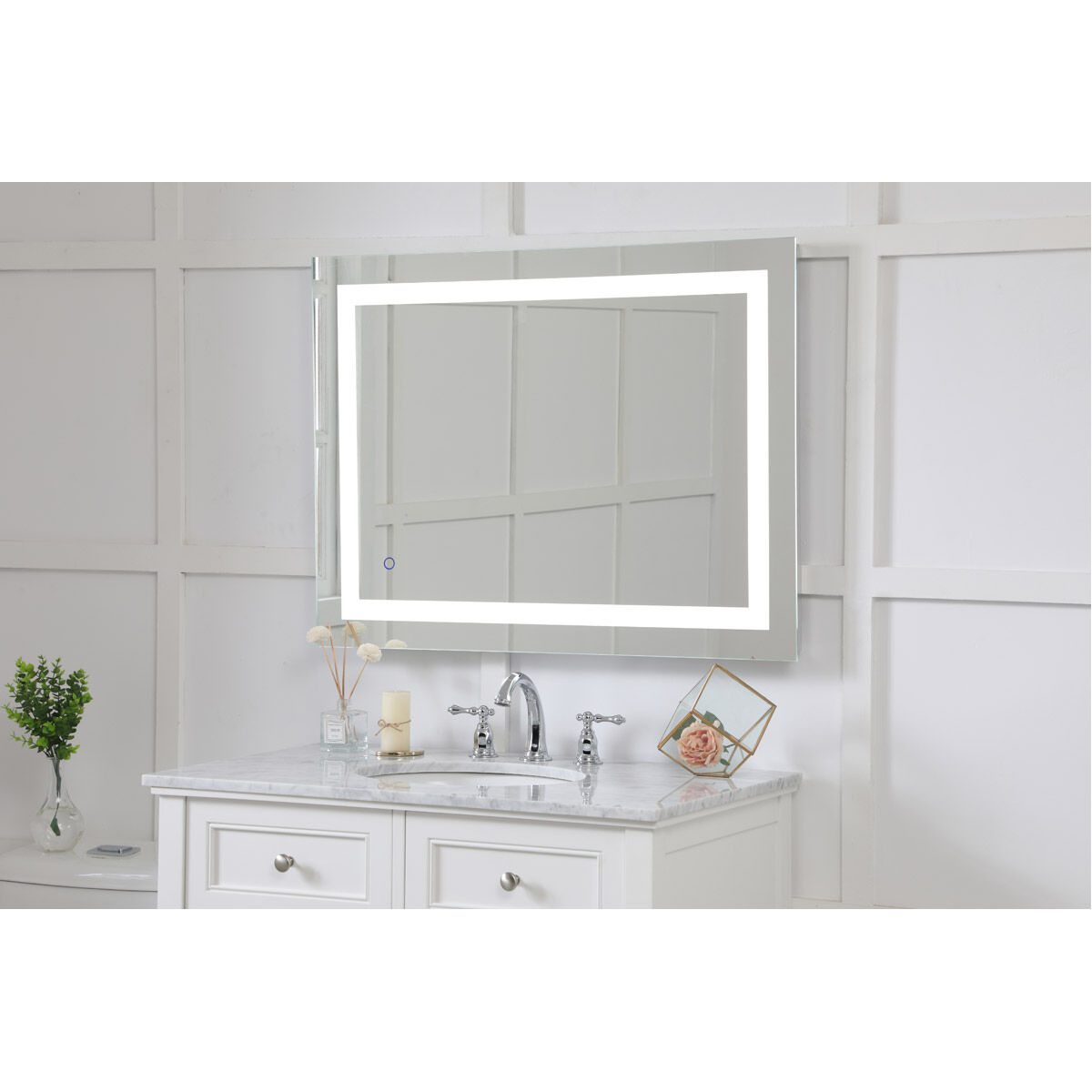 Helios 36 X 27 inch Silver Lighted Wall Mirror 