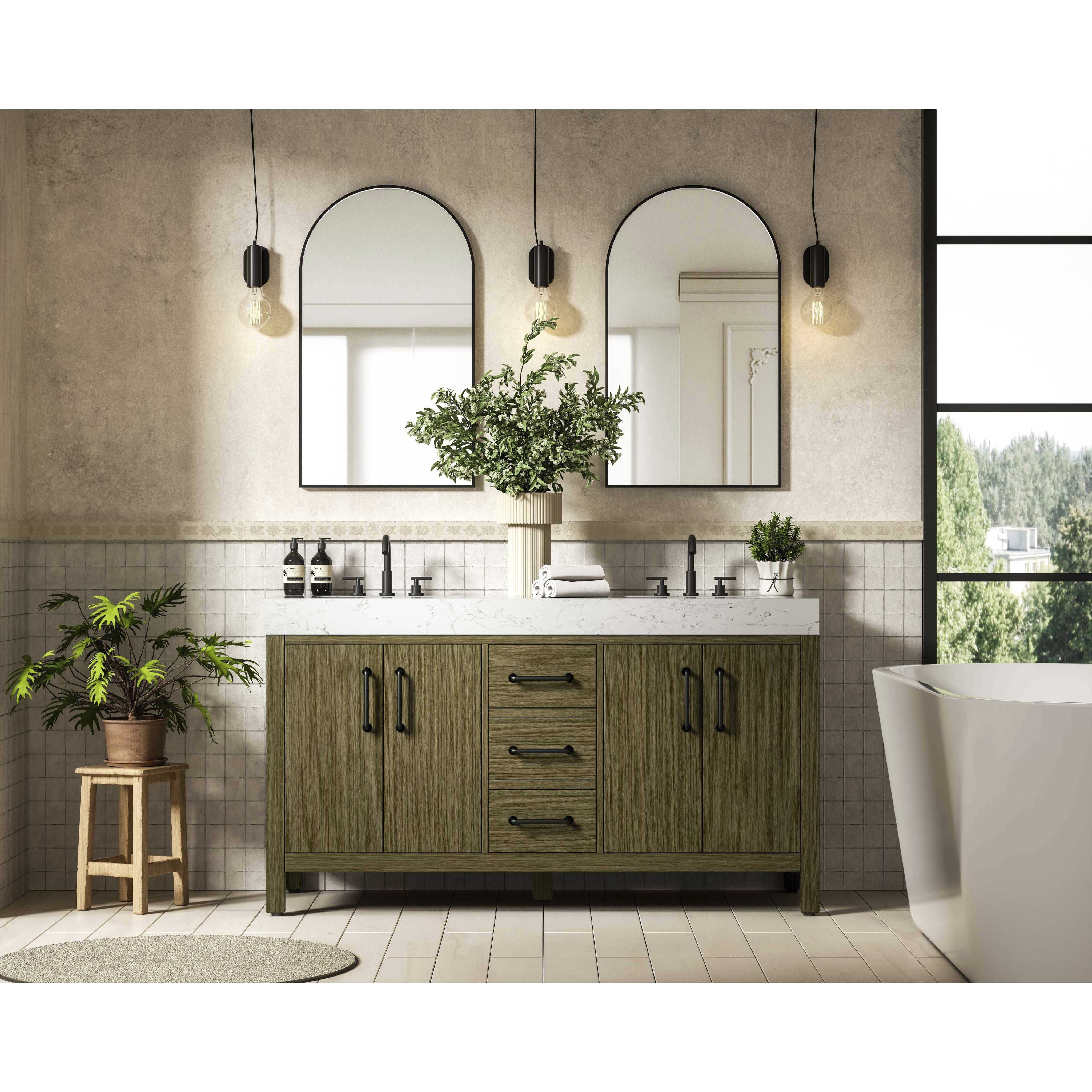 Nathan 60 X 34 inch Chestnut Brown Bathroom Vanity Cabinet