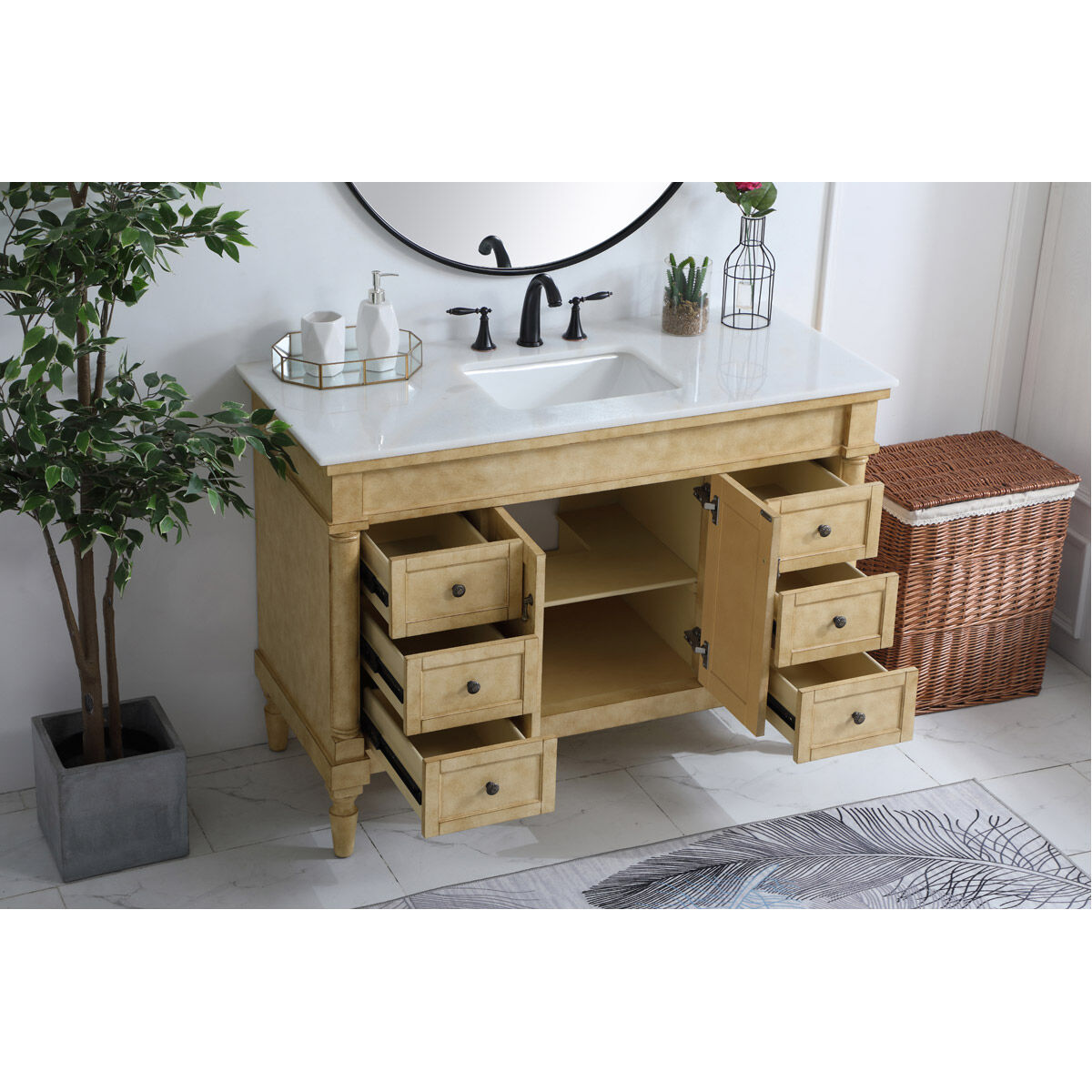 Lexington 48 X 21.5 X 35 inch Antique Beige Vanity Sink Set