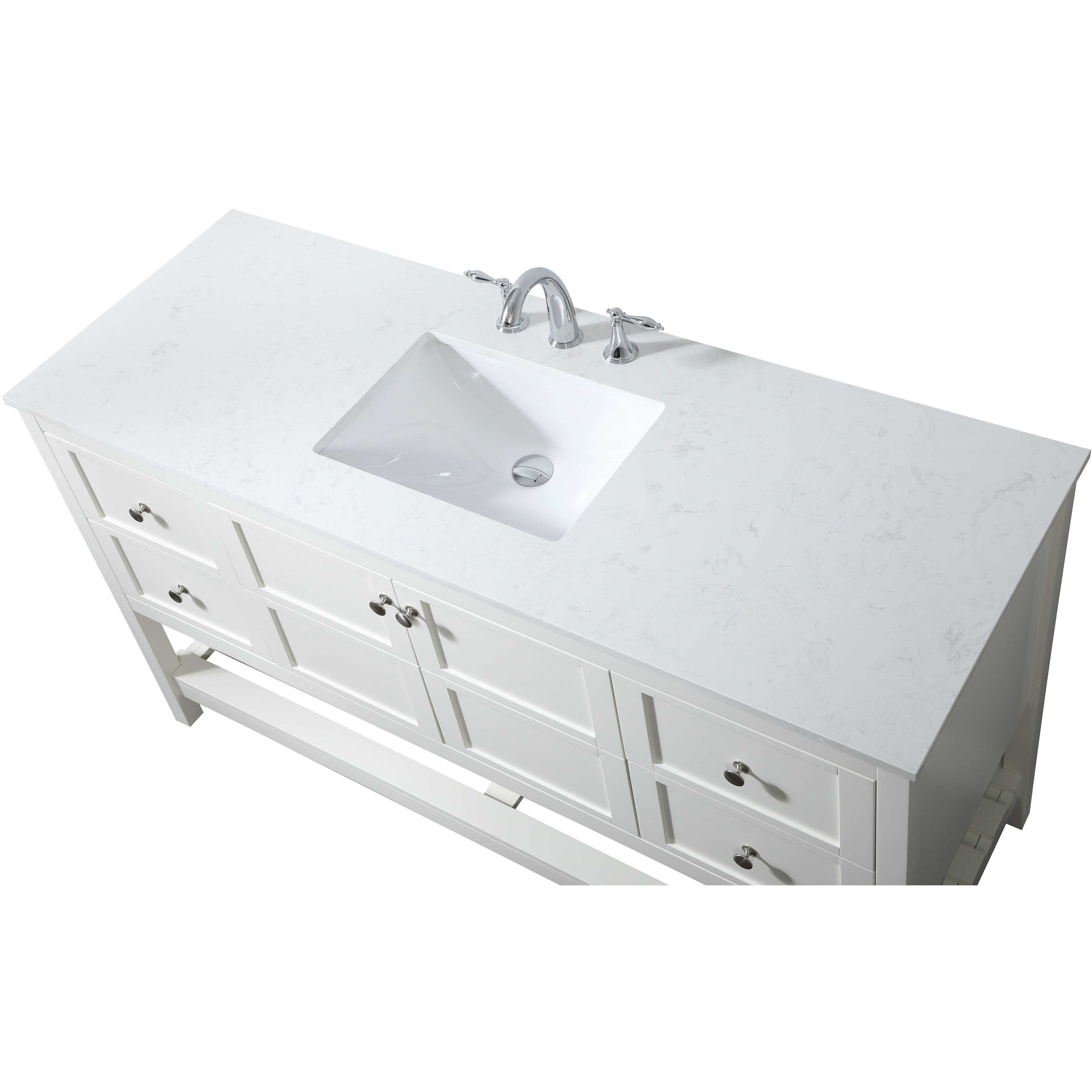 Theo 60 X 22 X 34 inch White Vanity Sink Set