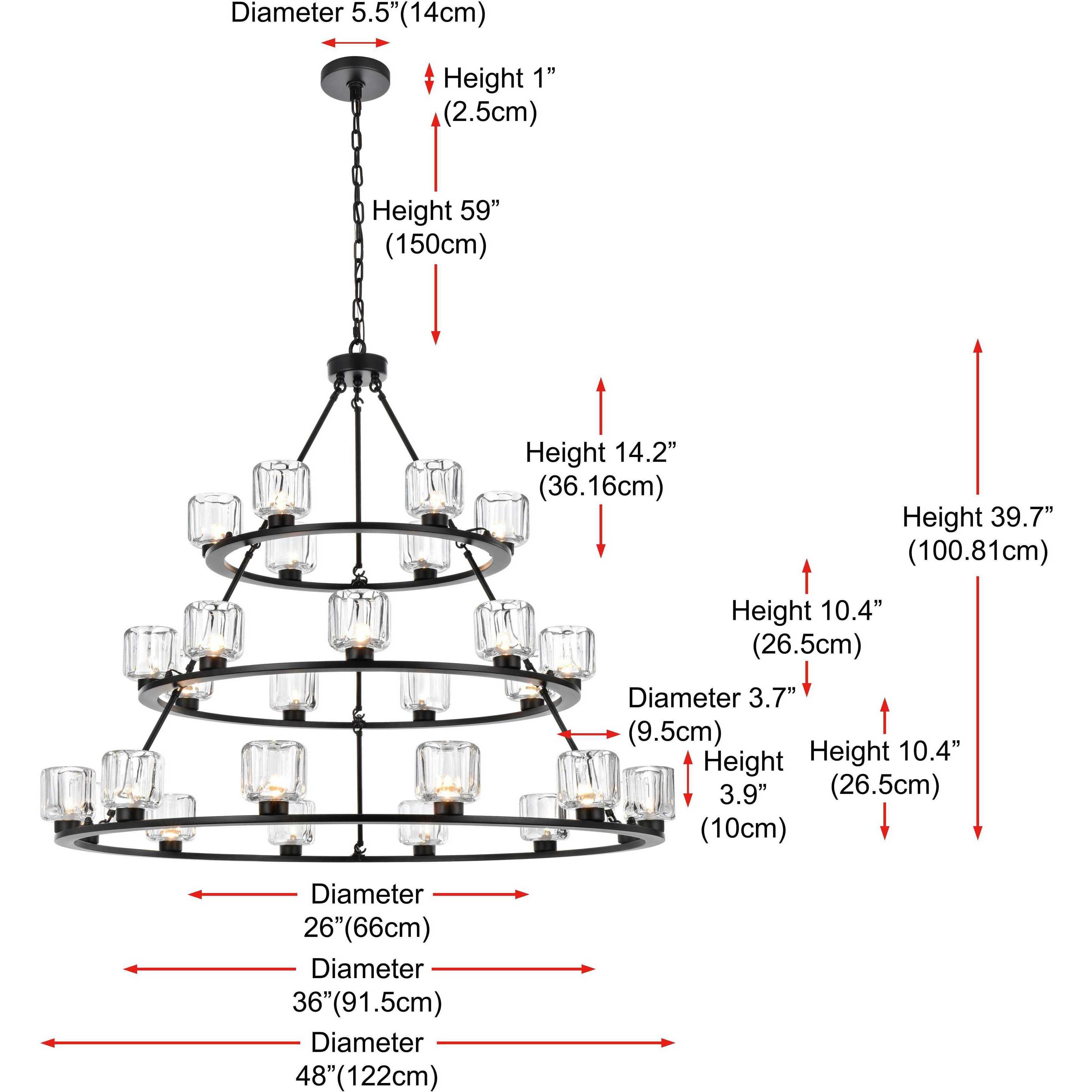 Cadence 27 Light 48 inch Black Chandelier Ceiling Light