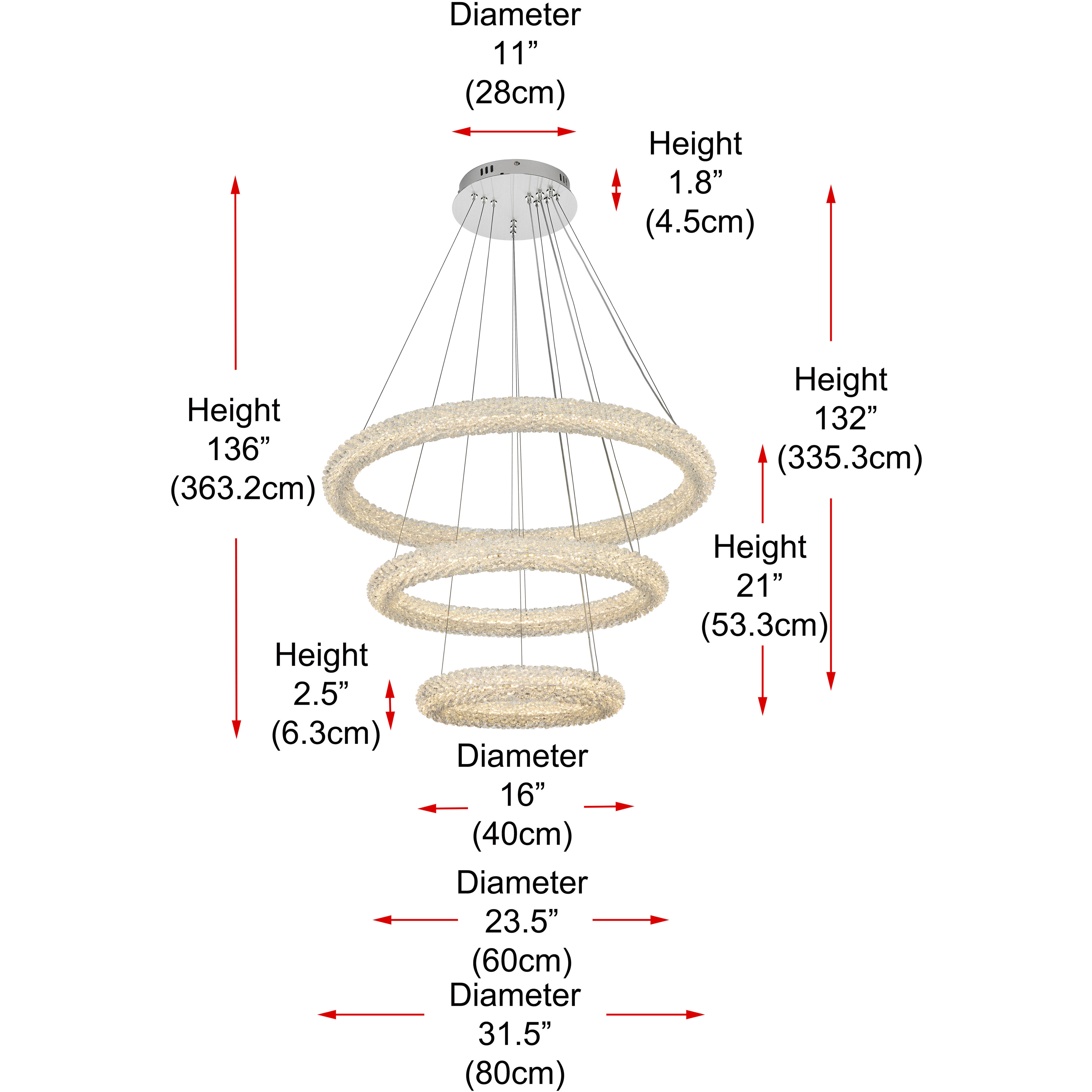 Bowen 3 Light 32 inch Chrome Chandelier Ceiling Light