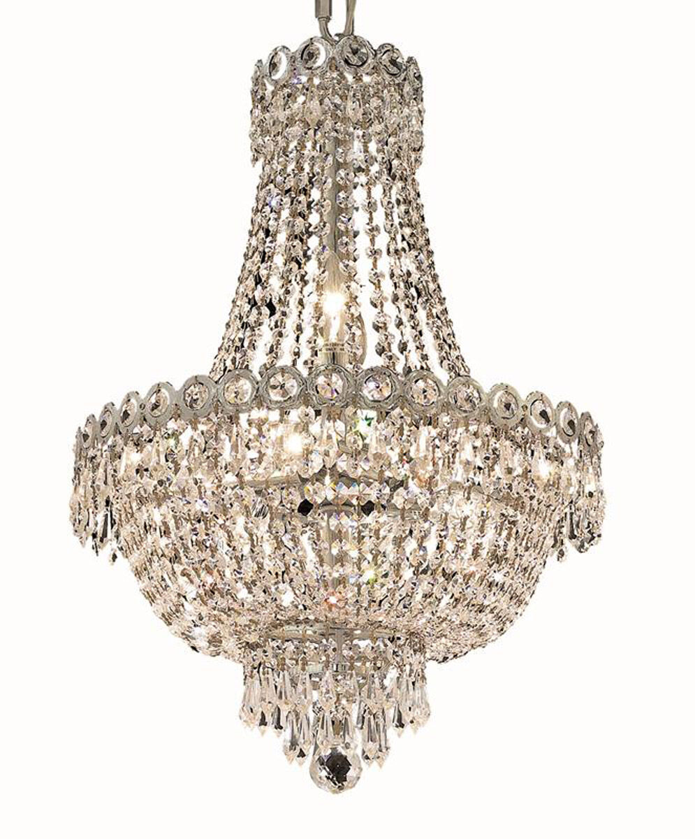 Century 8 Light 16 inch Chrome Dining Chandelier Ceiling Light in Royal Cut