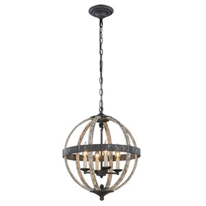 Orbus 4 Light 18 inch Ivory Wash and Steel Grey Pendant Ceiling Light, Urban Classic