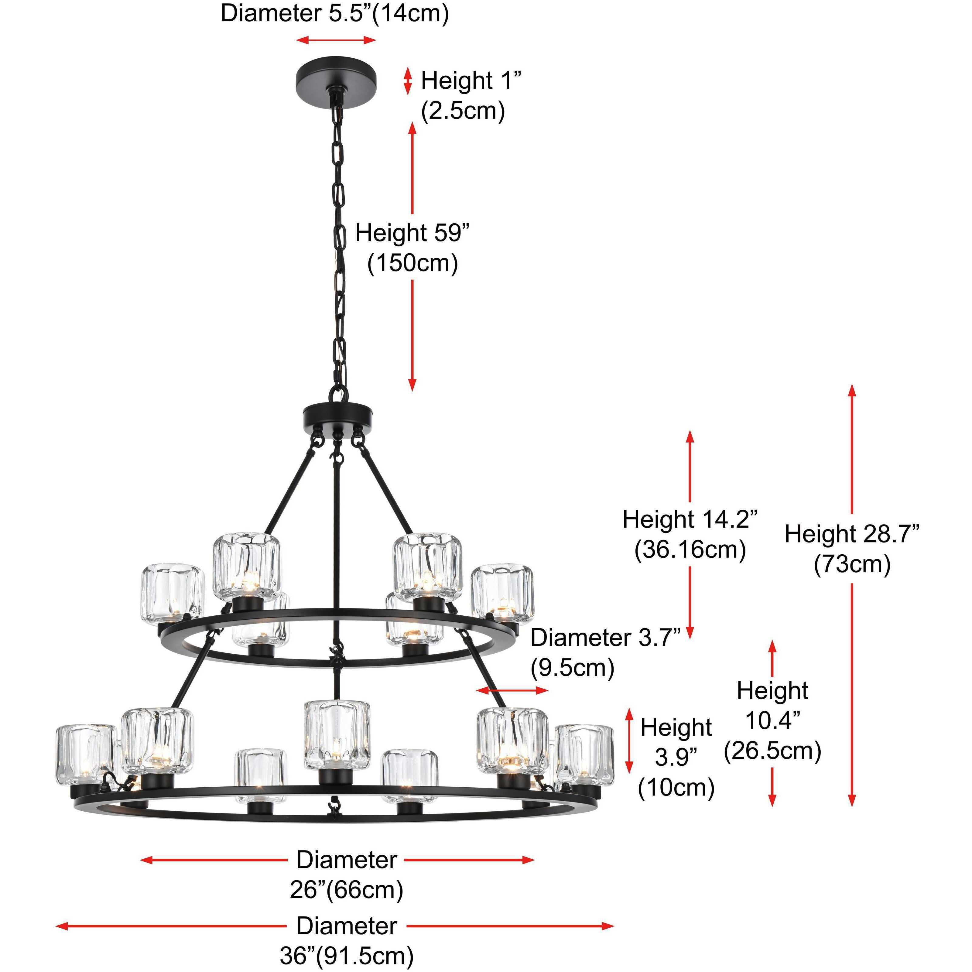 Cadence 15 Light 36 inch Black Chandelier Ceiling Light