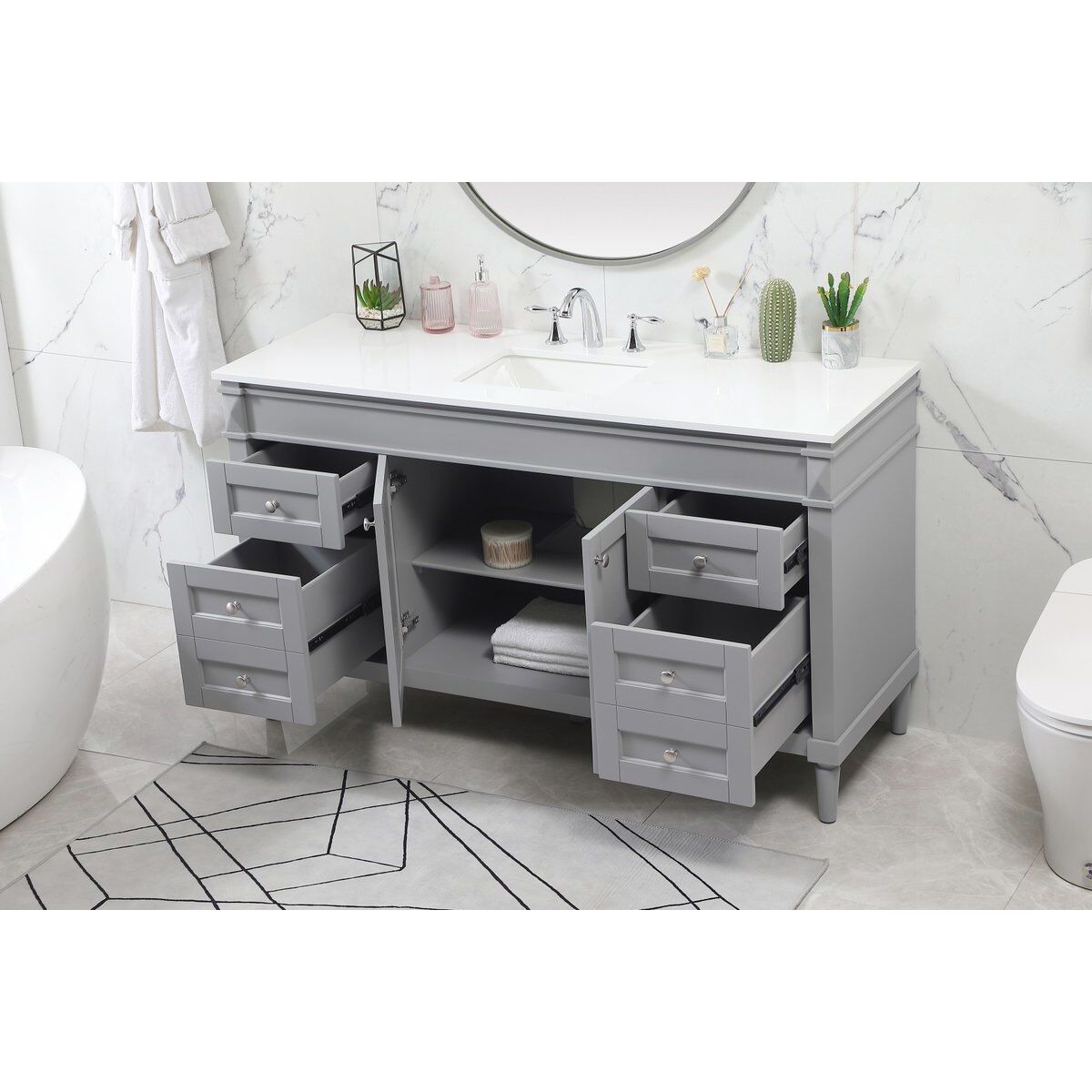 Bennett 60 X 21 X 35 inch Grey Vanity Sink Set