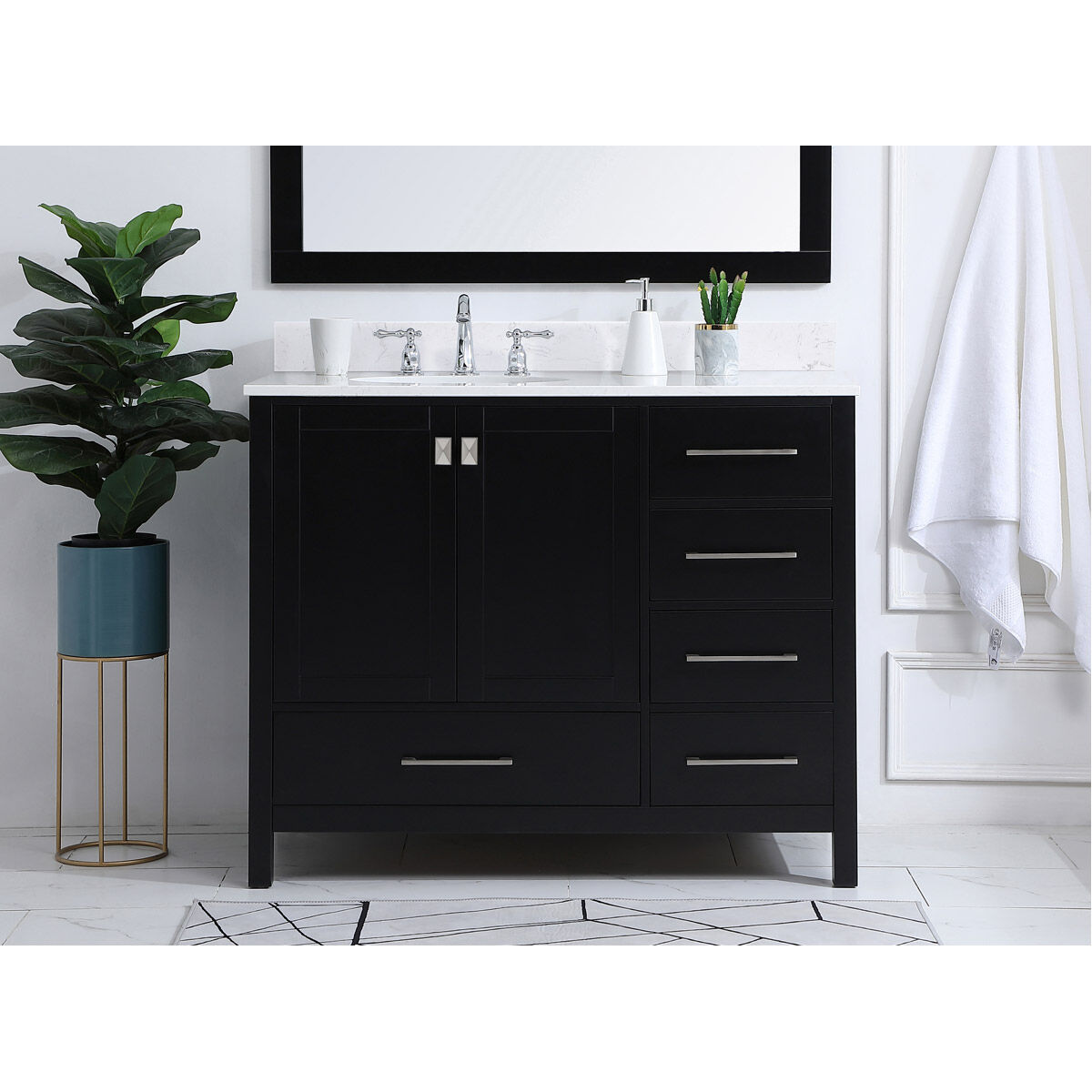 Irene 42 X 22 X 34 inch Black Vanity Sink Set