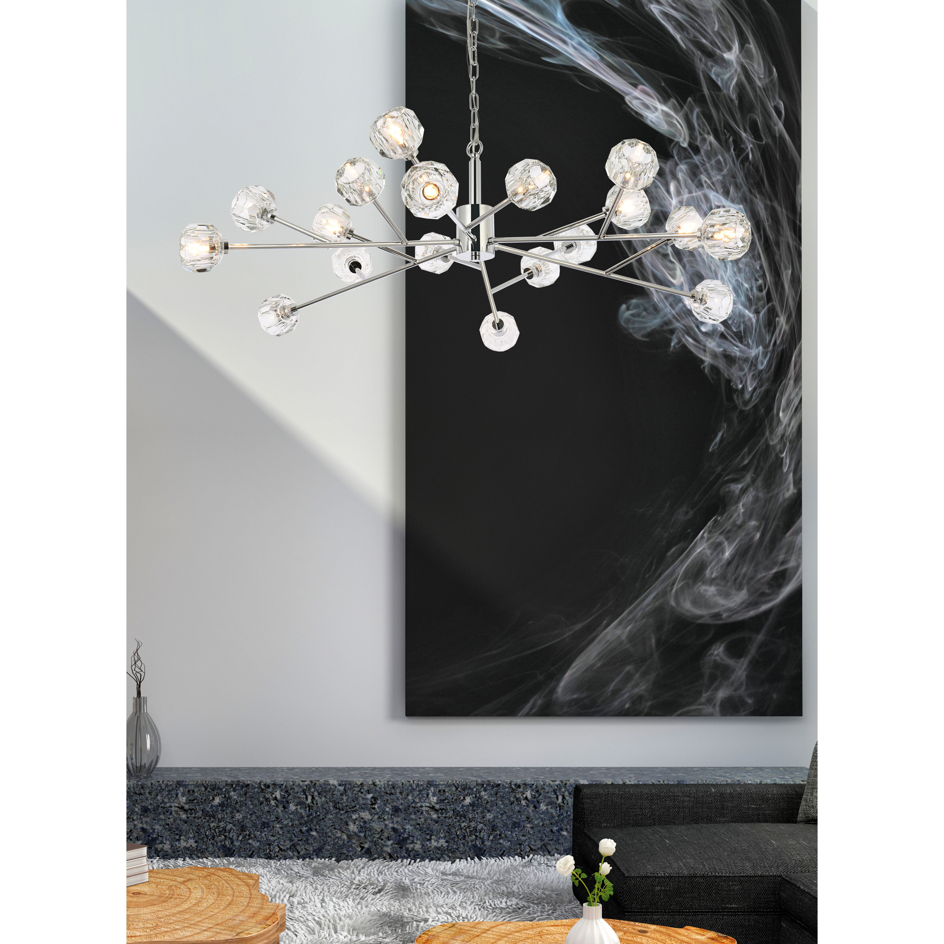 Graham 18 Light 48 inch Chrome Pendant Ceiling Light