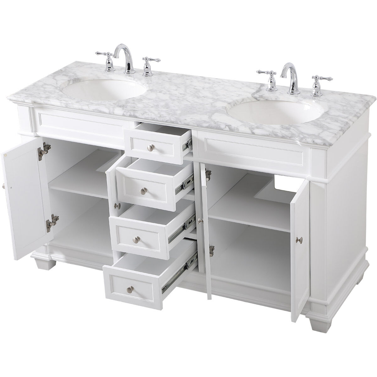 Wesley 60 X 21.5 X 35 inch White Vanity Sink Set