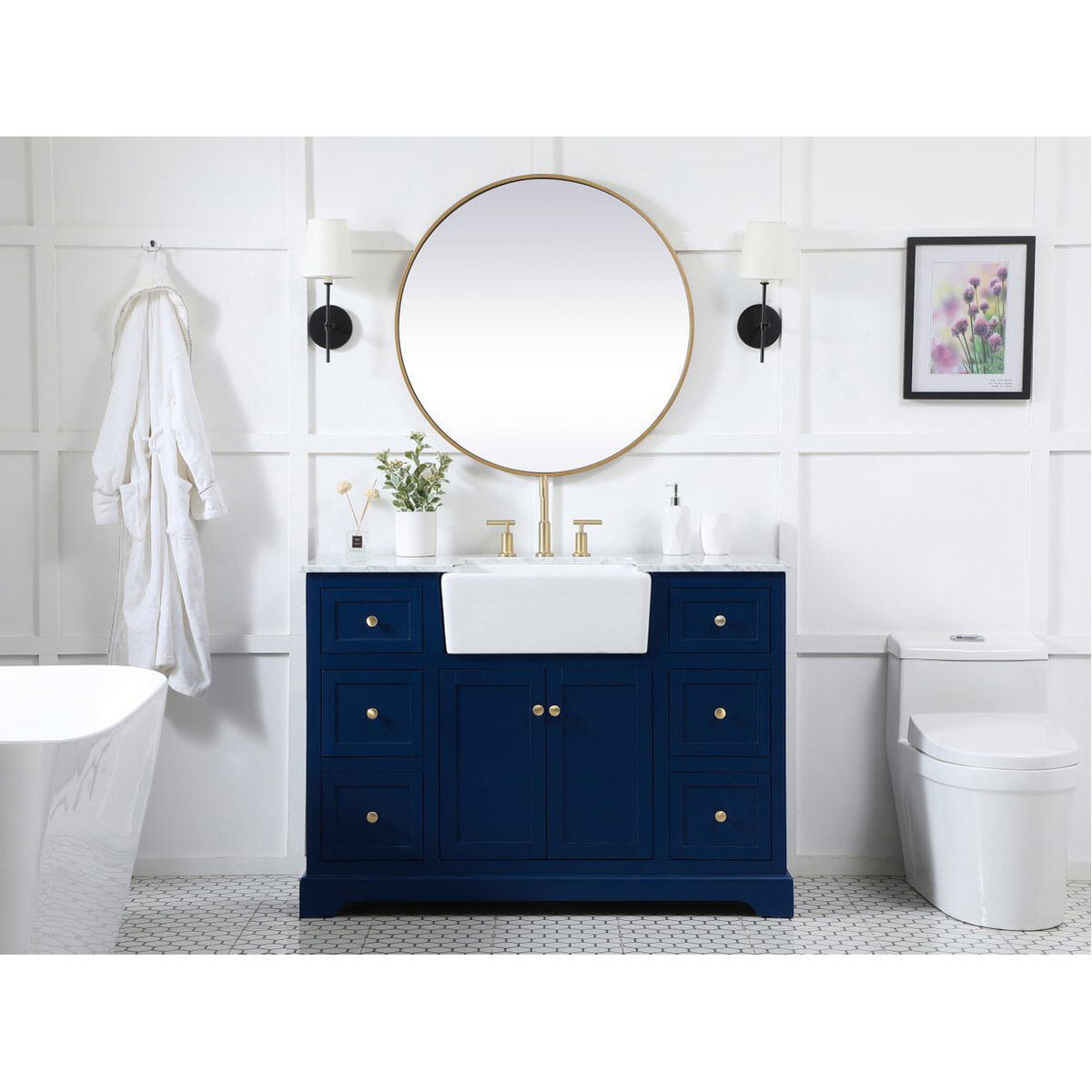 Franklin 48 X 22 X 35 inch Blue Bathroom Vanity Cabinet