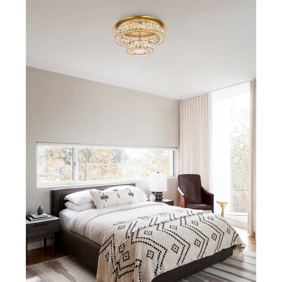 Monroe 2 Light 22 inch Gold Flush Mount Ceiling Light 