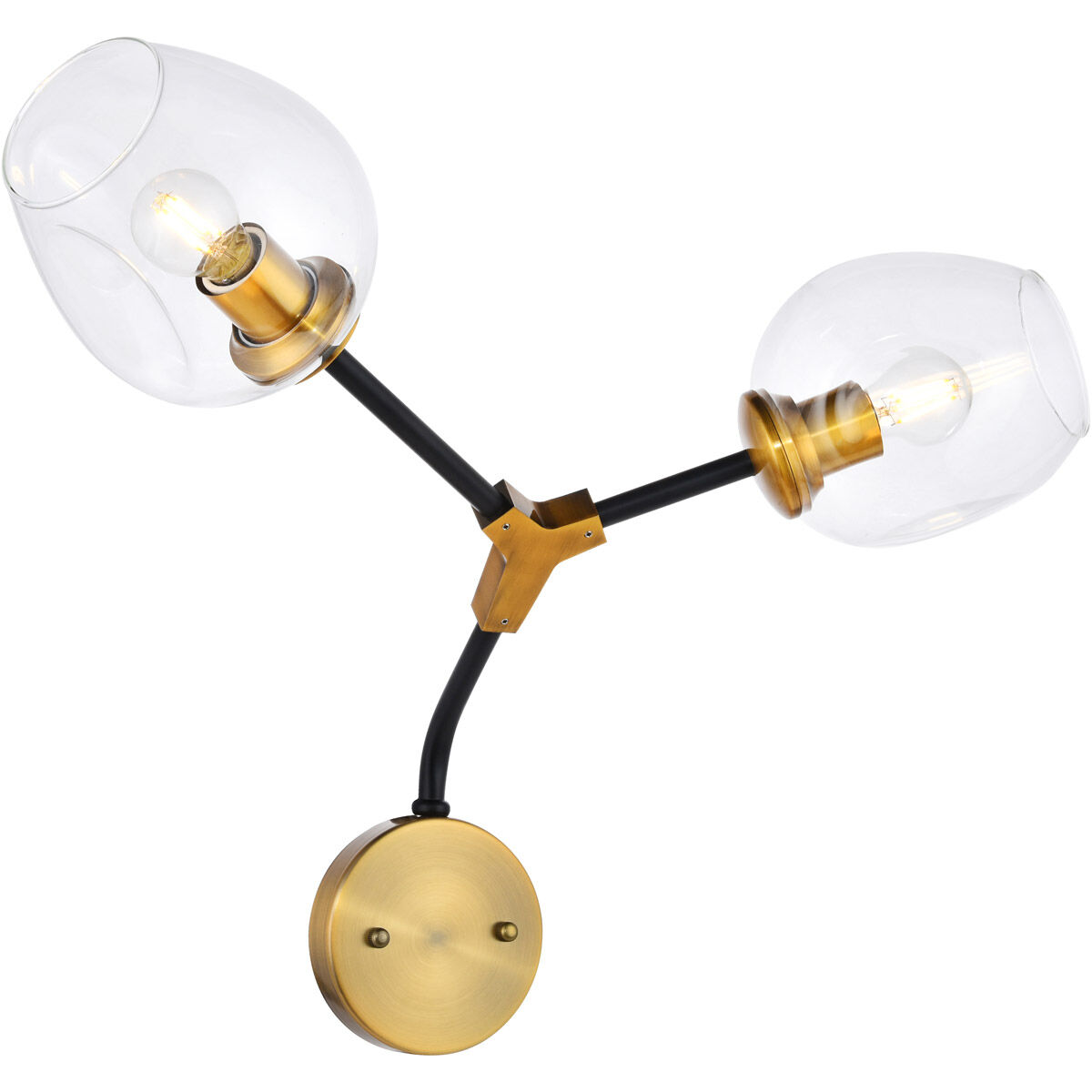 Cavoli 2 Light 26 inch Light Antique Brass and Flat Black Wall Sconce Wall Light, Urban Classic