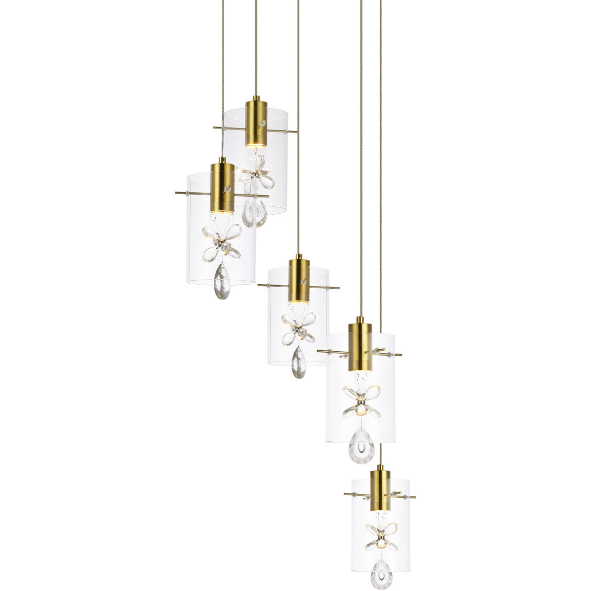Hana 5 Light 18.97 inch Gold Pendant Ceiling Light