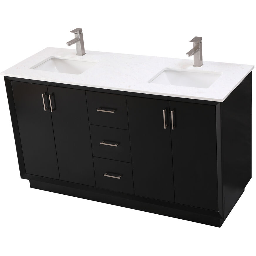 Hayes 60 X 22 X 35 inch Black Vanity Sink Set