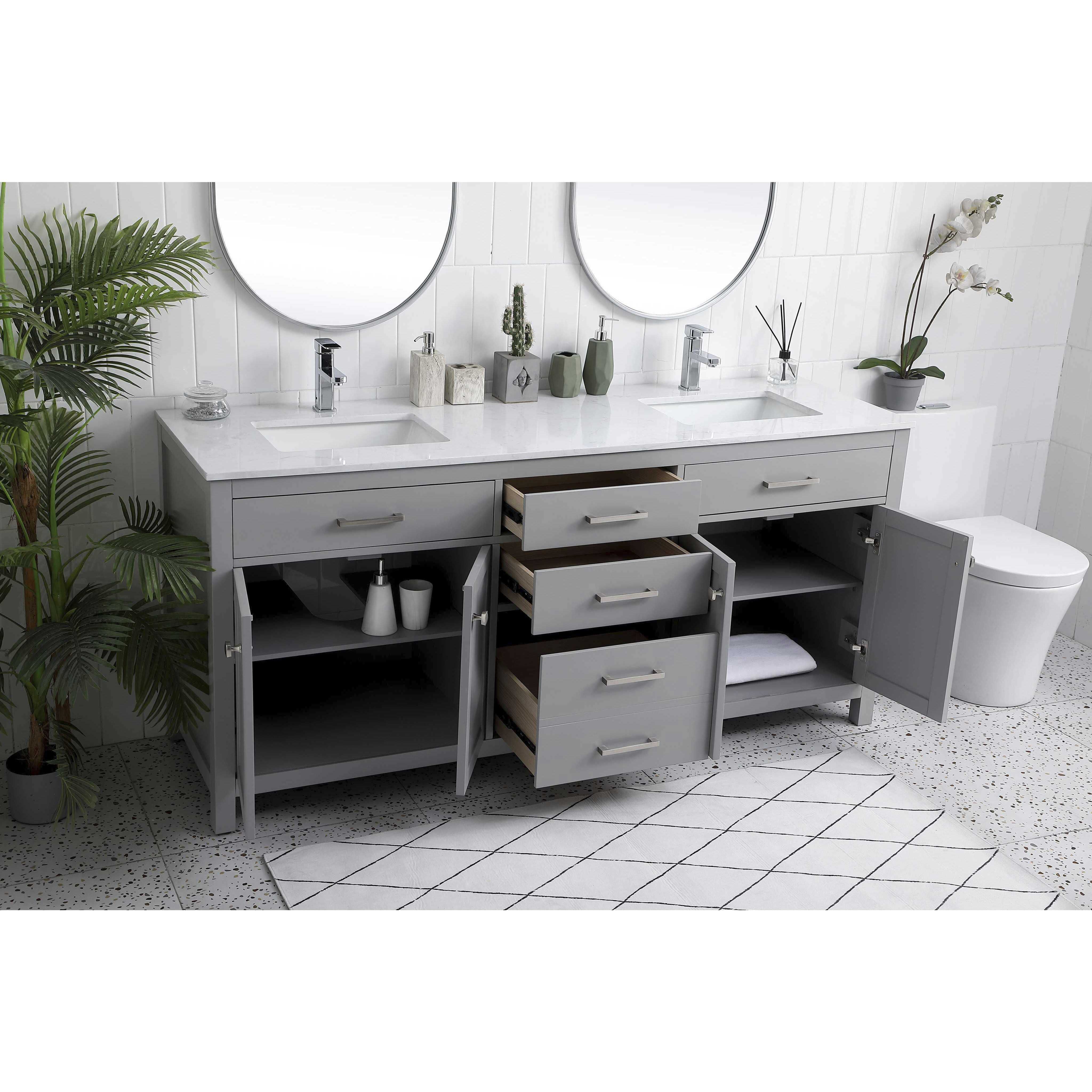 Lewis 72 X 22 X 34 inch Grey Vanity Sink Set