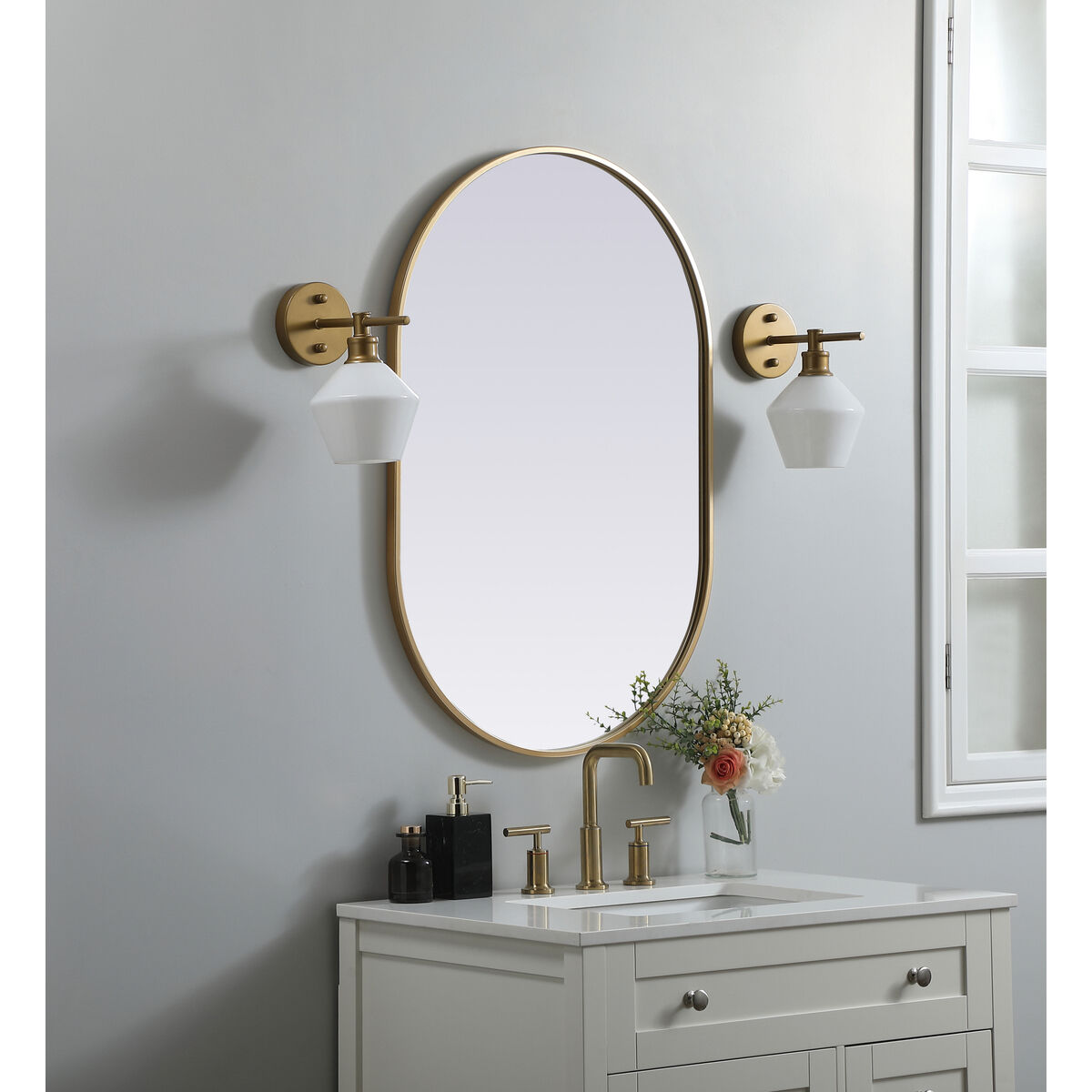 Asha 36 X 24 inch Brass Mirror in 24 x 36