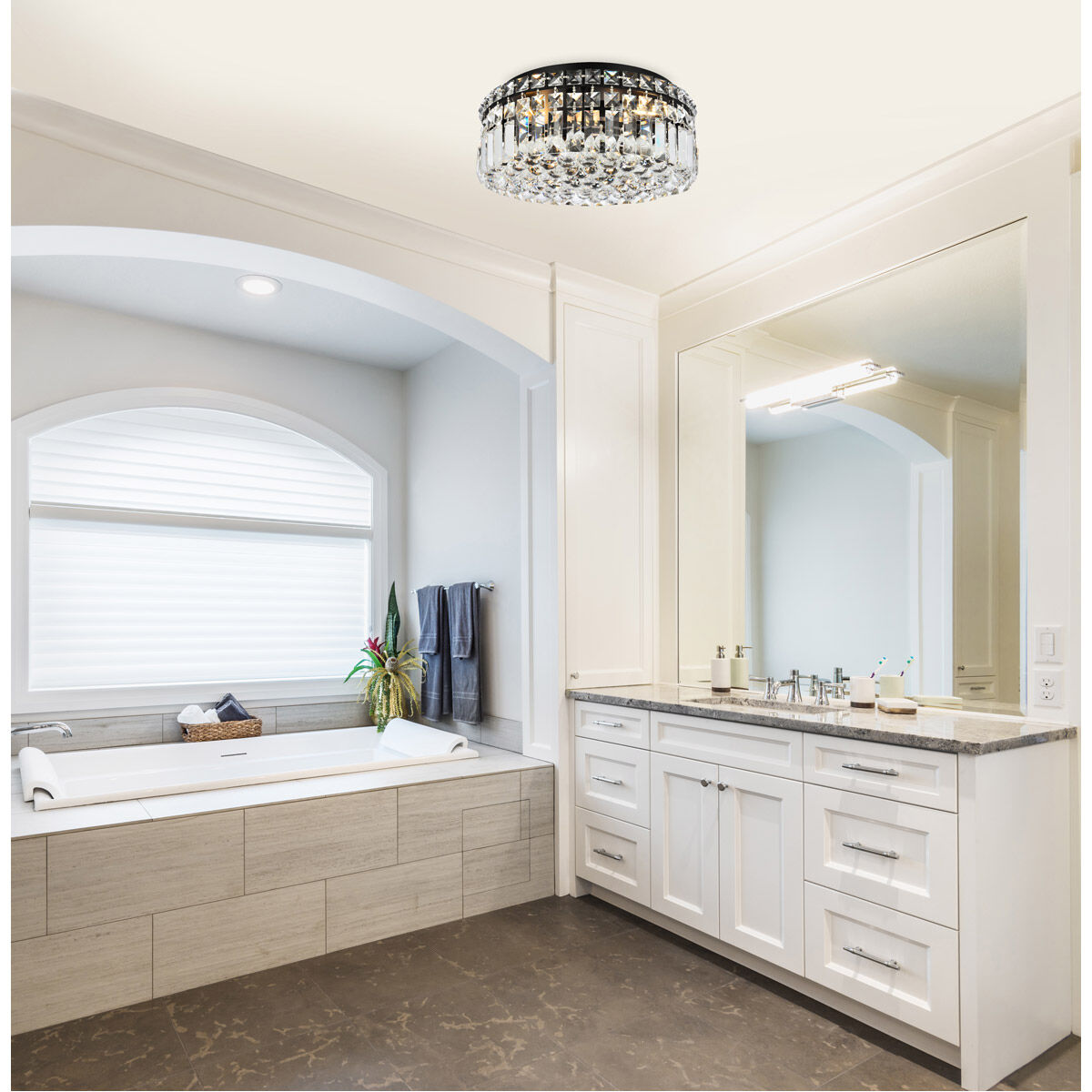 Maxime 4 Light 14 inch Black and Clear Flush Mount Ceiling Light