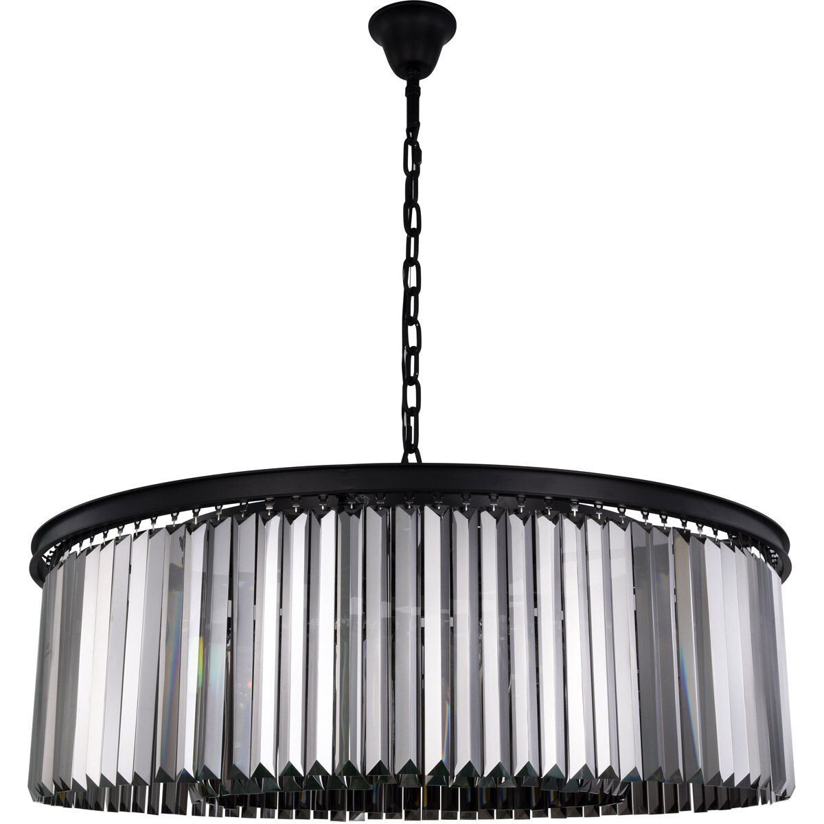 Sydney 10 Light 43.5 inch Matte Black Chandelier Ceiling Light in Silver Shade, Urban Classic
