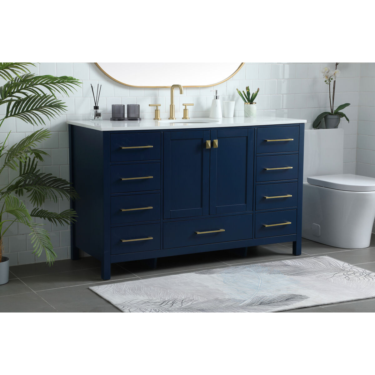 Irene 54 X 22 X 34 inch Blue Vanity Sink Set