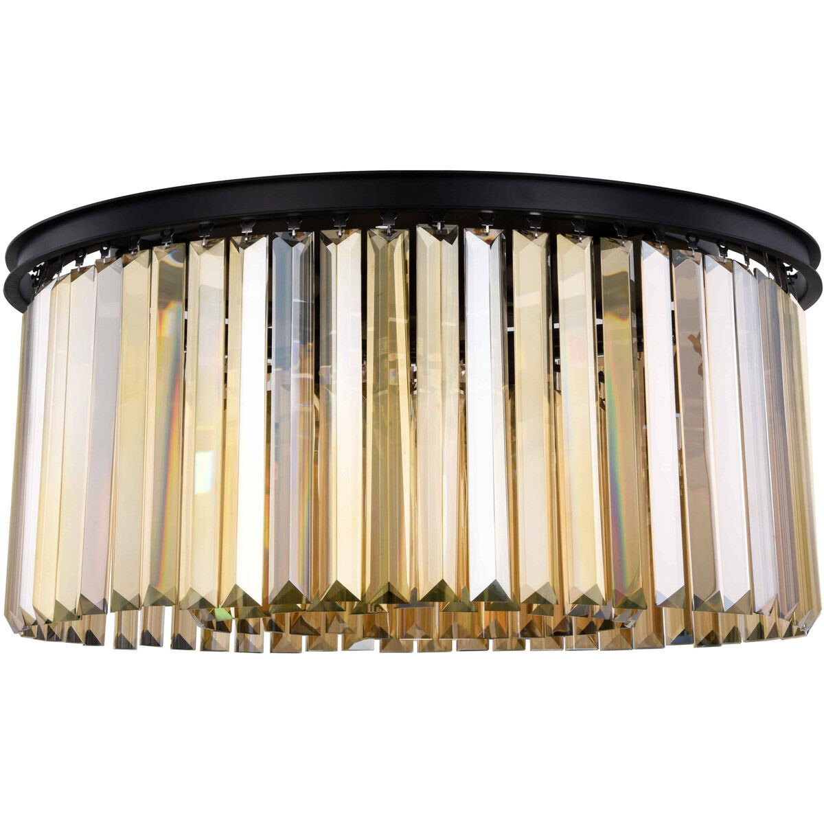 Sydney 8 Light 32 inch Matte Black Flush Mount Ceiling Light in Golden Teak, Urban Classic