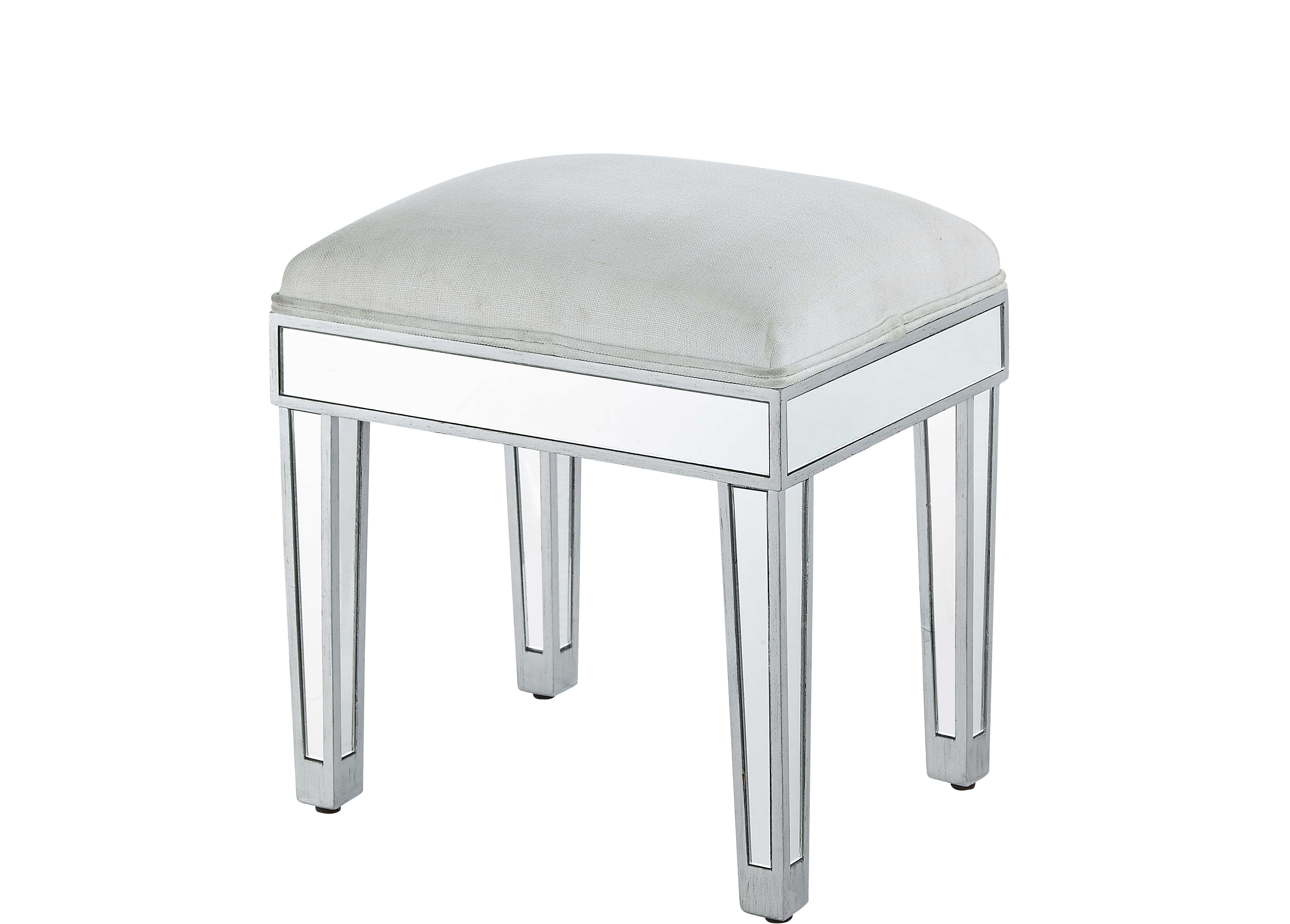 Reflexion 18 inch Antique Hand Rubbed Silver Dressing Stool