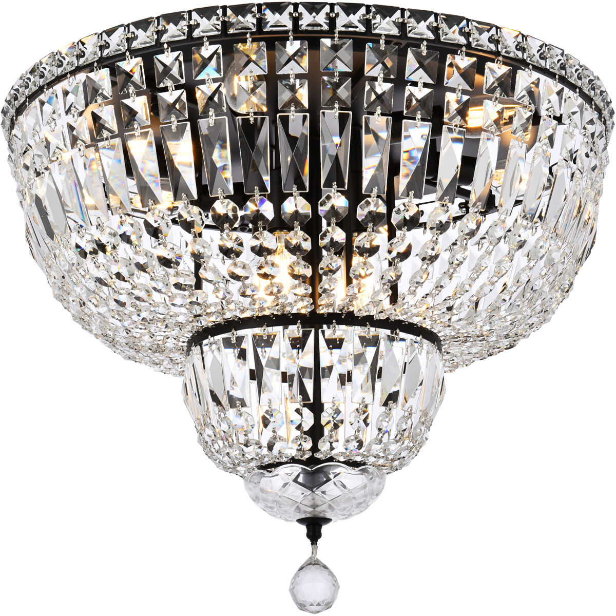 Tranquil 10 Light 20 inch Black and Clear Flush Mount Ceiling Light