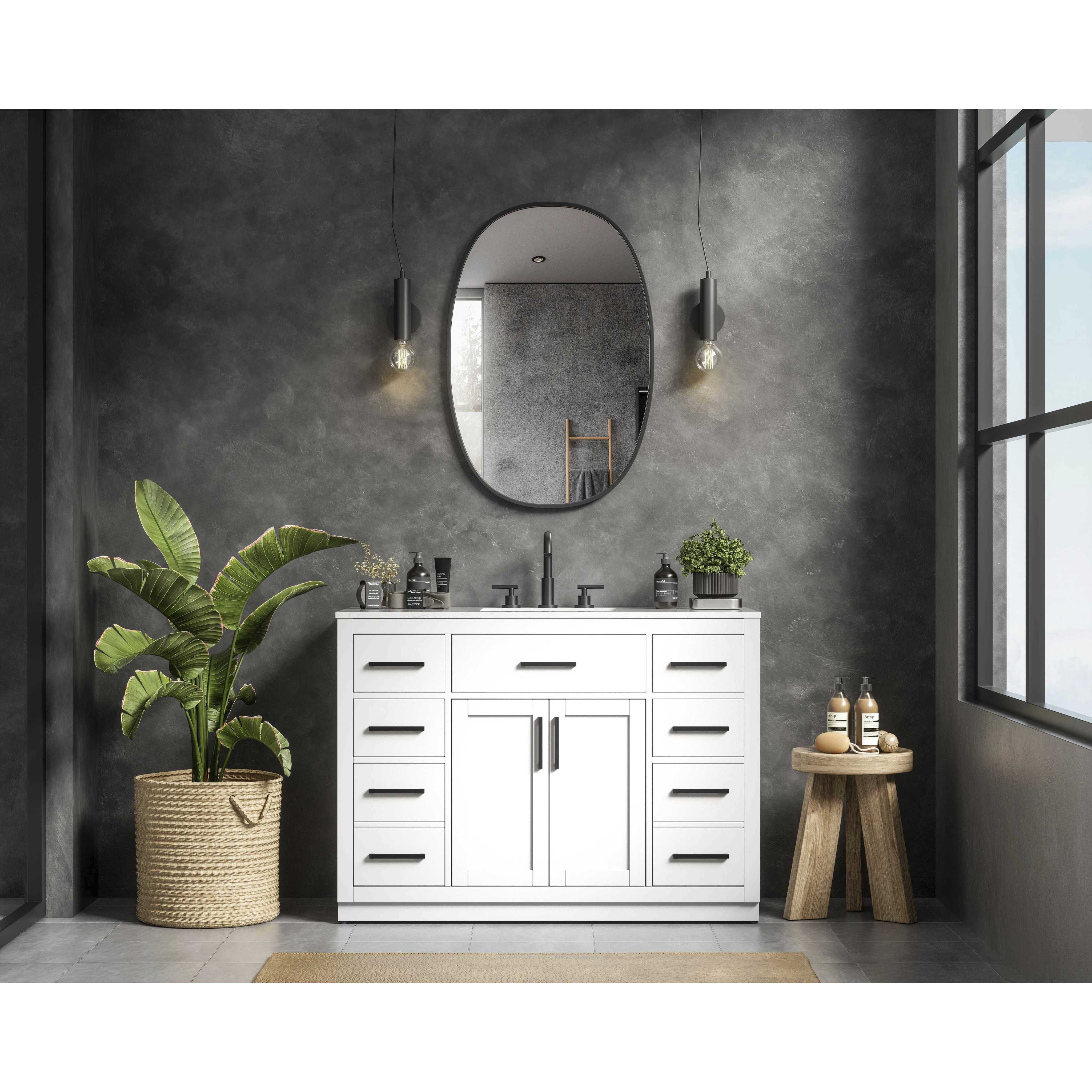 Alden 48 X 35 inch White Bathroom Vanity Cabinet