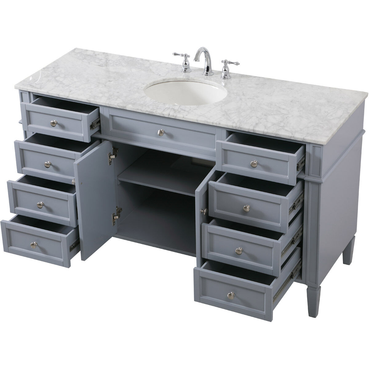 Park Avenue 60 X 22 X 35 inch Grey Vanity Sink Set