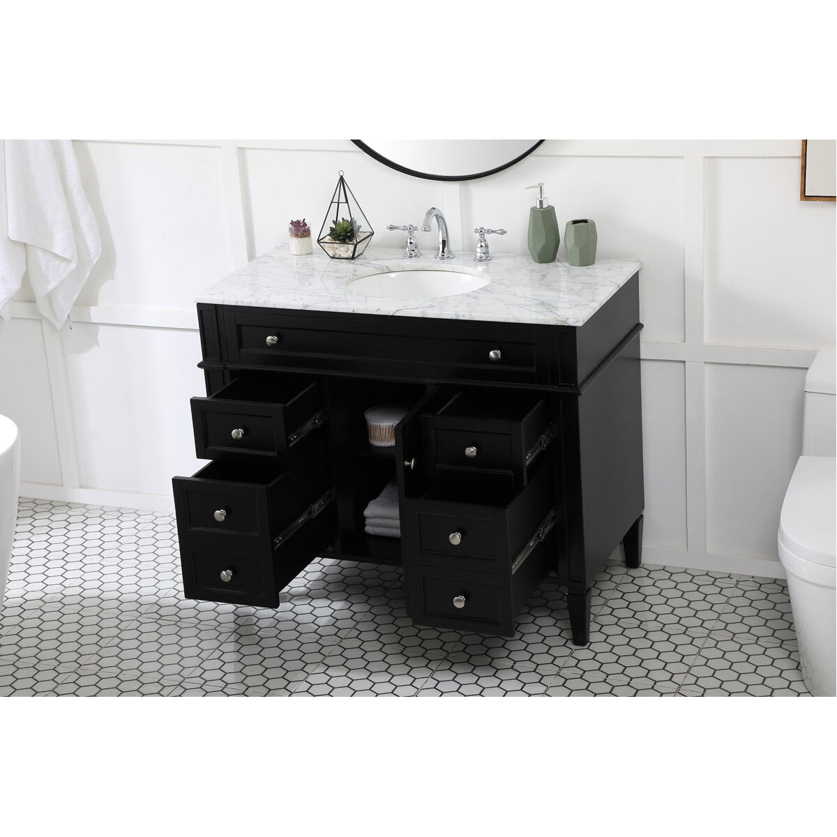 Park Avenue 42 X 21.5 X 35 inch Black Vanity Sink Set
