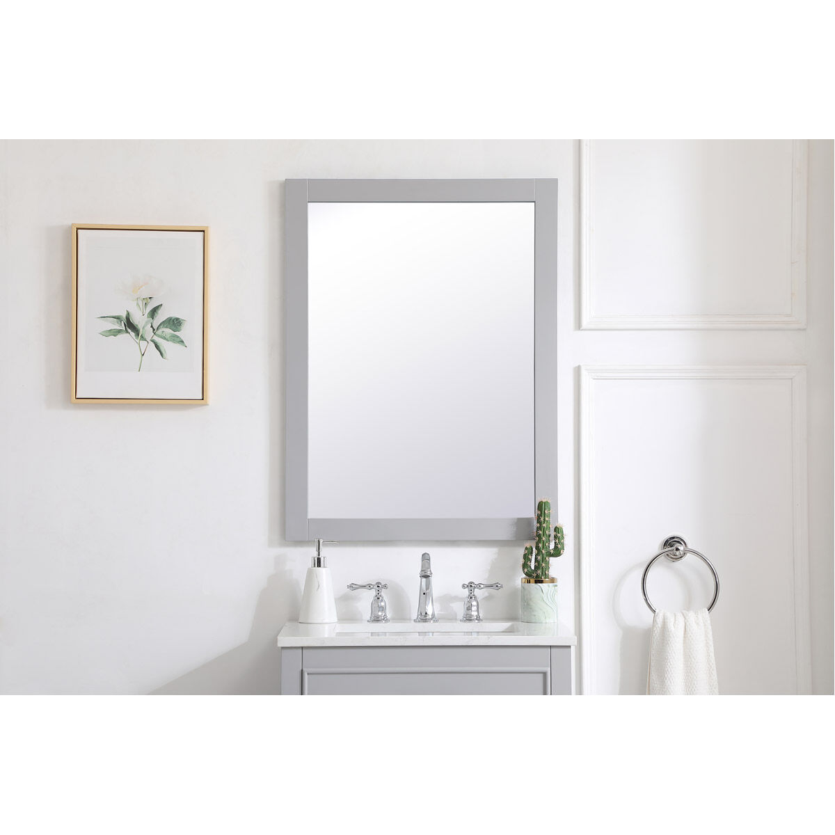 Aqua 32 X 24 inch Grey Wall Mirror in Gray
