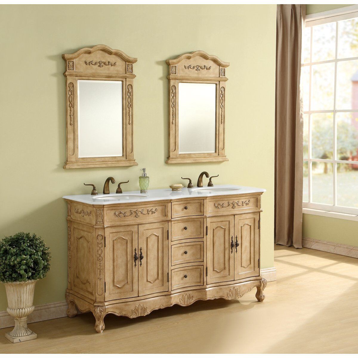 Danville 60 X 21 X 36 inch Antique Beige Vanity Sink Set
