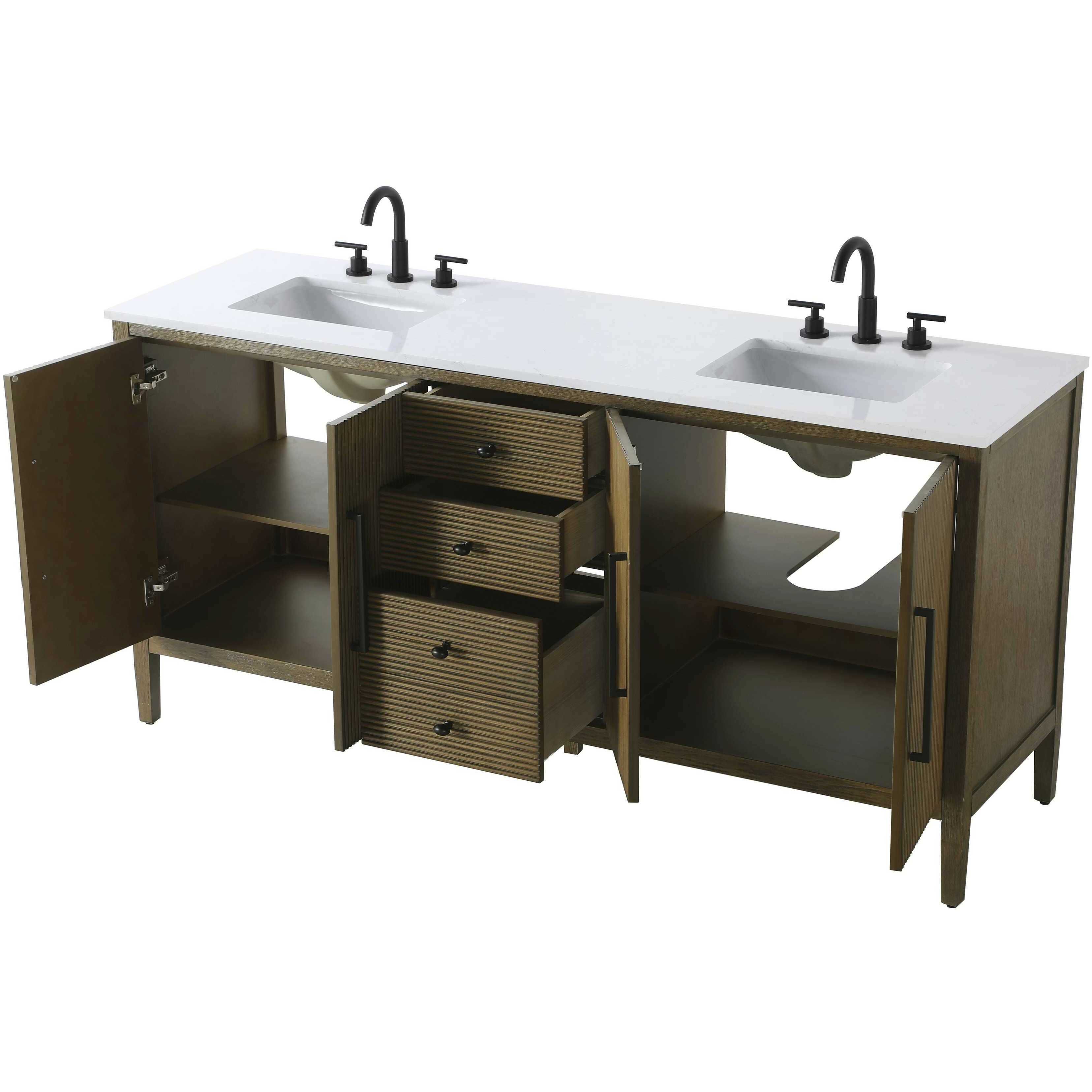 Blakely 72 X 34 inch Hazel Oak Bathroom Vanity Cabinet