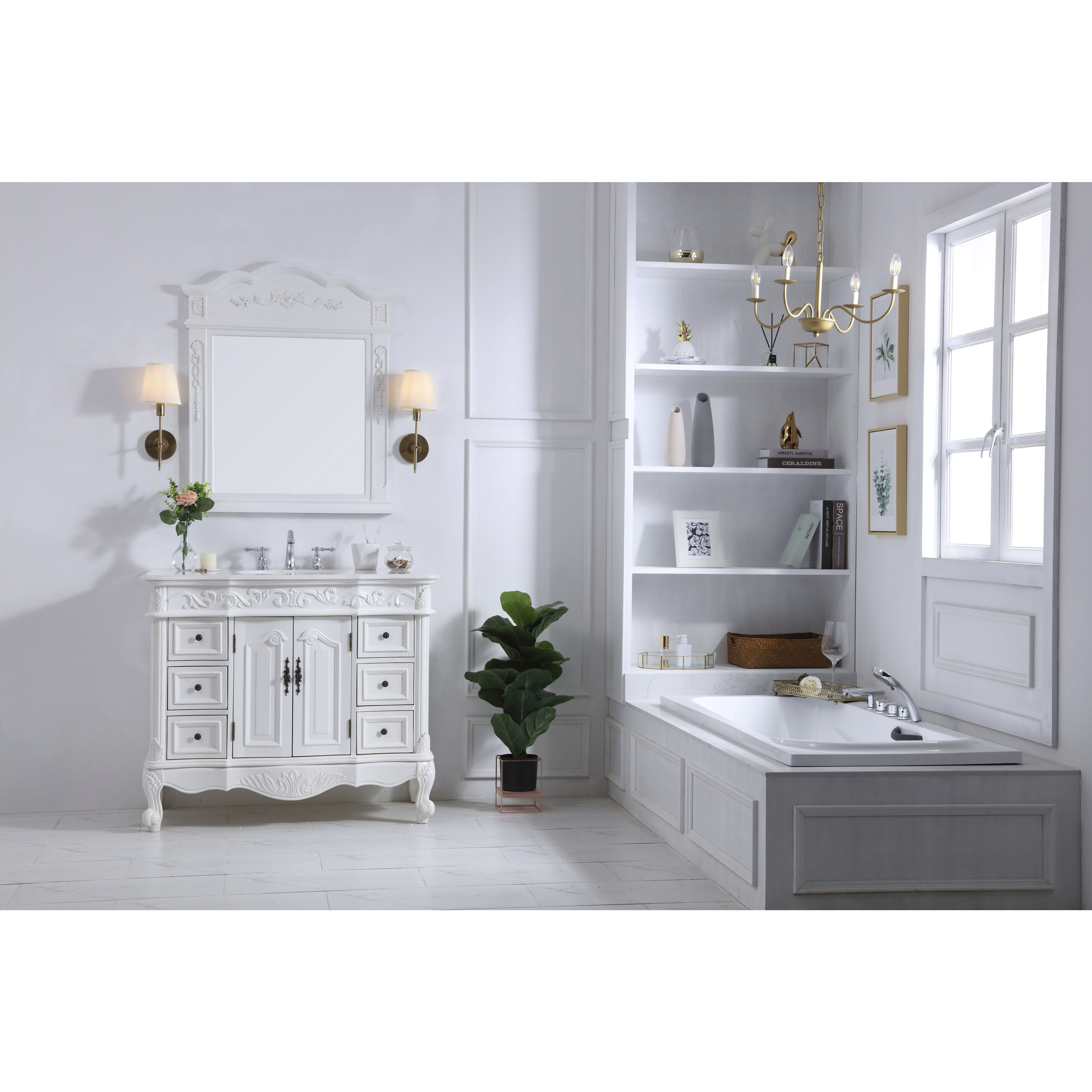 Oakland 84 X 22 X 72 inch Antique White Vanity Sink Set