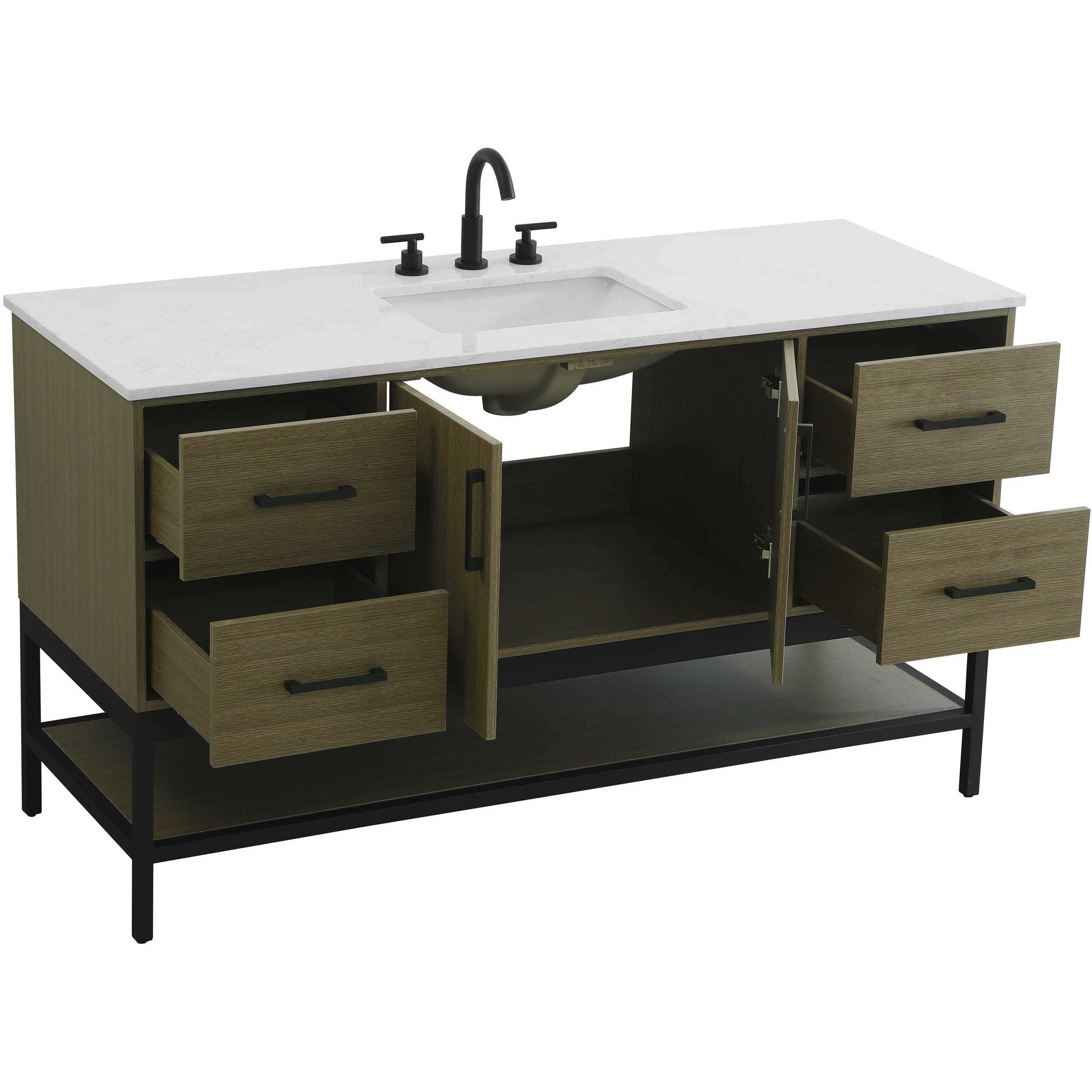 Lennox 60 X 34 inch Chestnut Brown Bathroom Vanity Cabinet