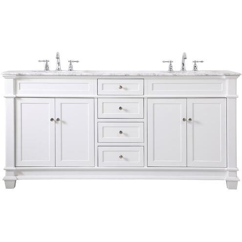 Wesley 72 X 22 X 35 inch White Vanity Sink Set