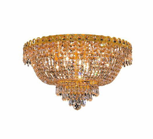 Century 9 Light 20 inch Gold Flush Mount Ceiling Light in Royal Cut