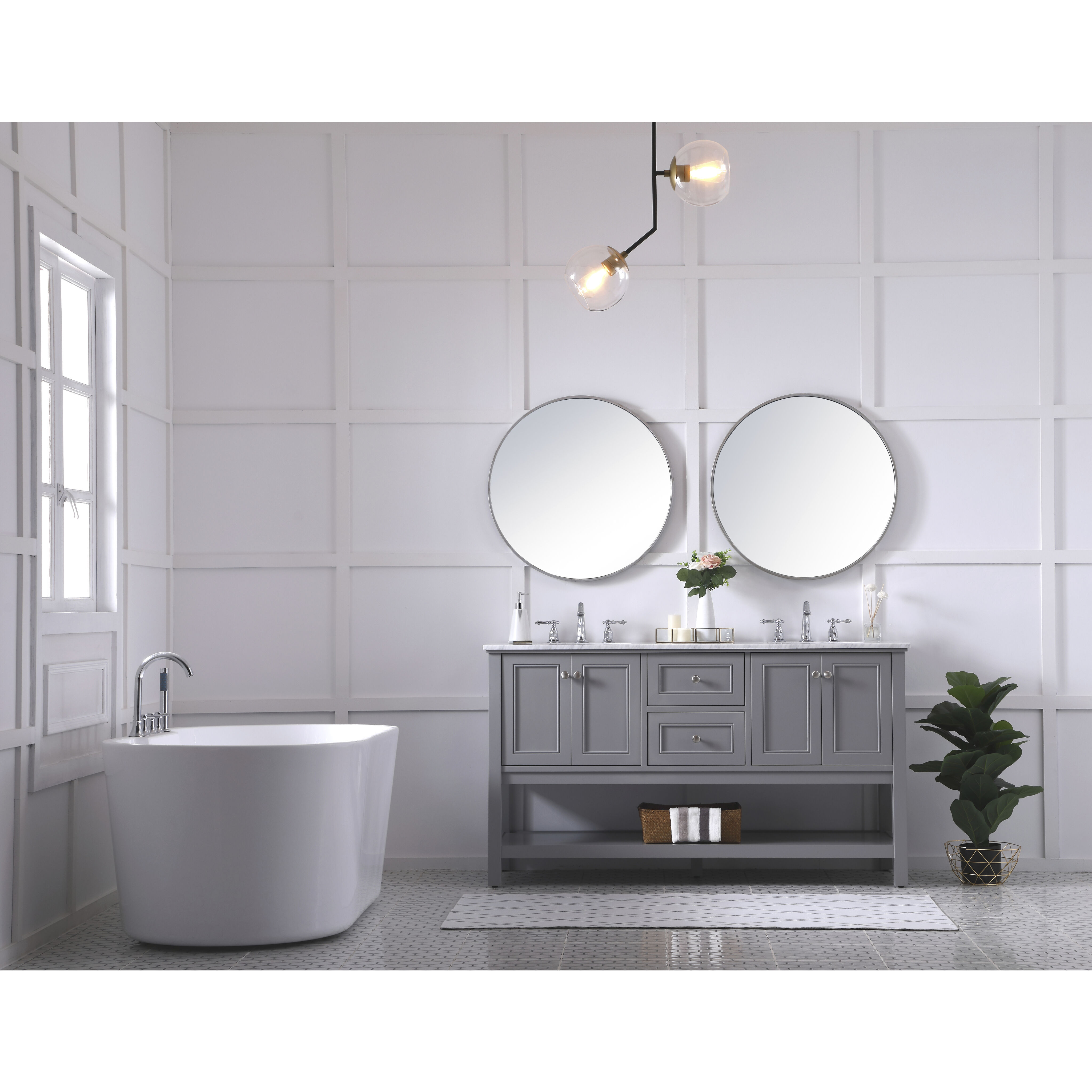 Metropolis 60 X 22 X 34 inch Grey Vanity Sink Set