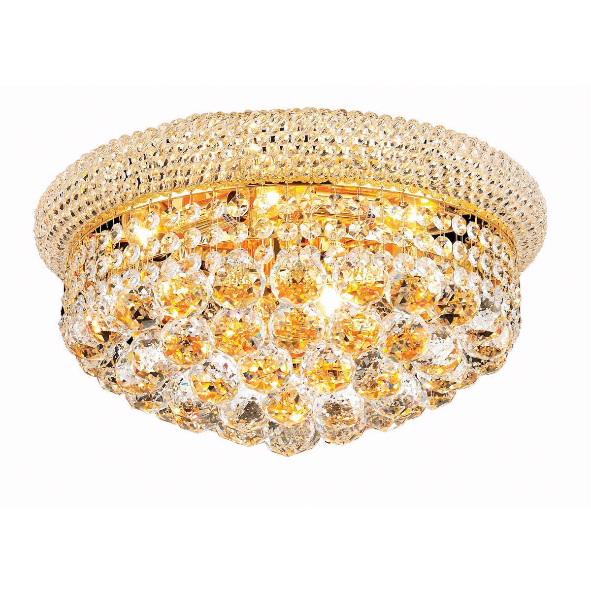 Primo 8 Light 16 inch Gold Flush Mount Ceiling Light in Royal Cut