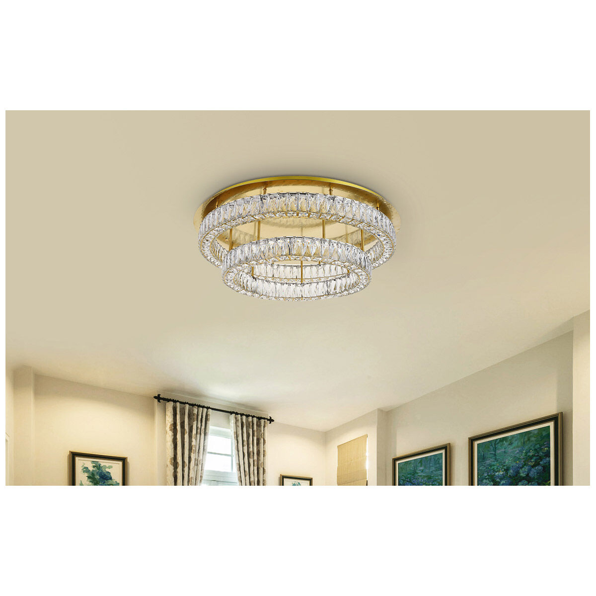 Monroe LED 34 inch Gold Chandelier Ceiling Light