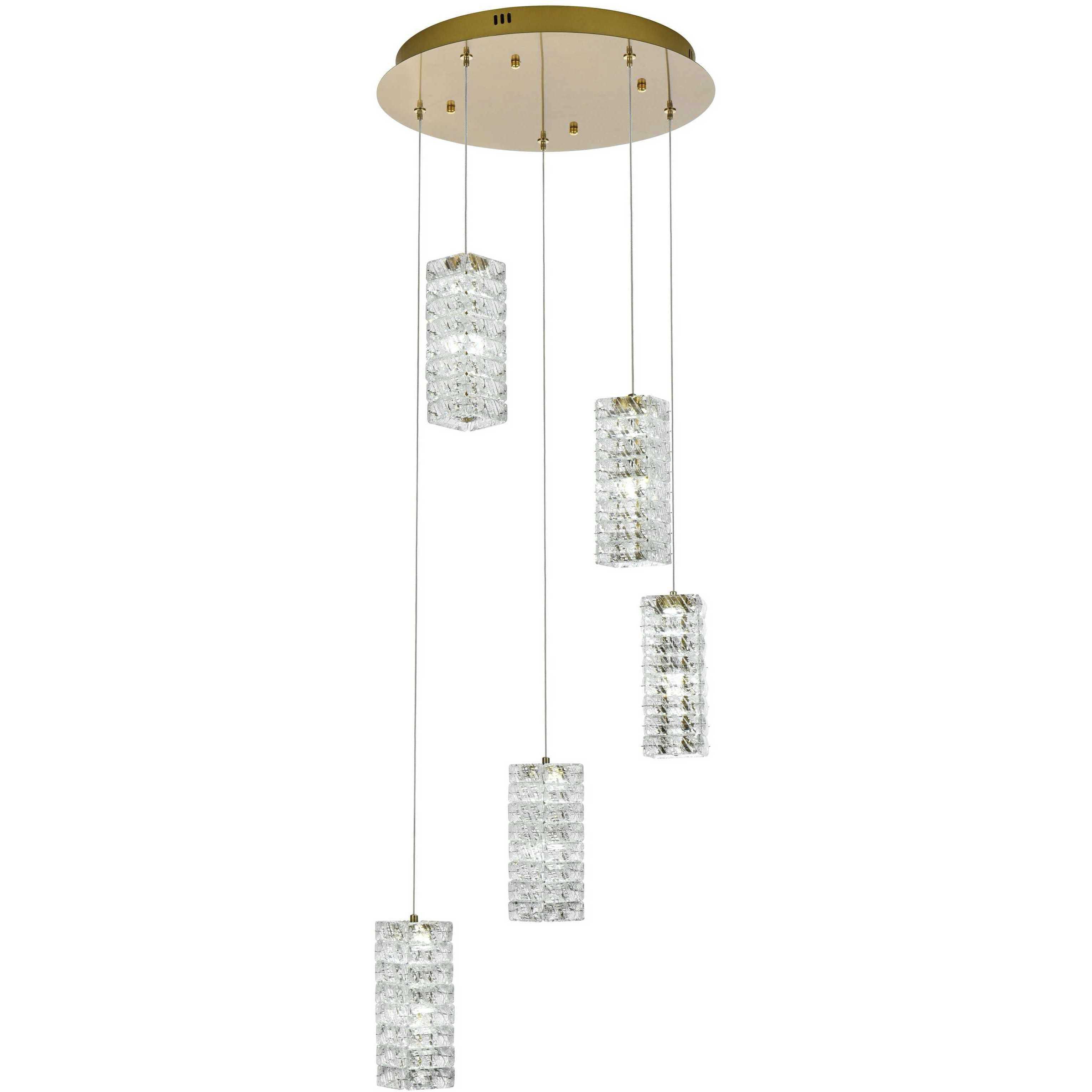 Aston 5 Light 20 inch Satin Gold Pendant Ceiling Light