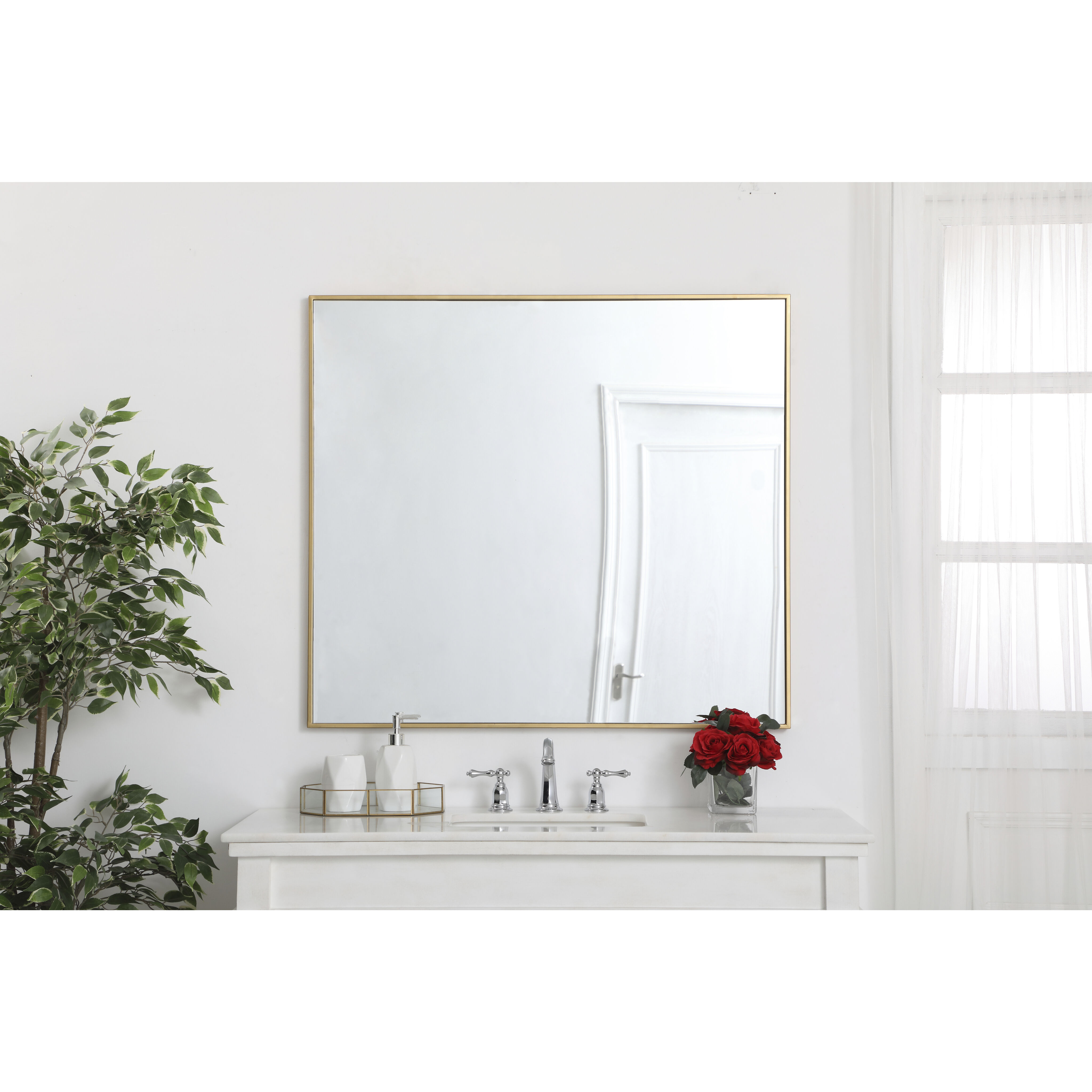 Monet 40 X 36 inch Brass Wall Mirror