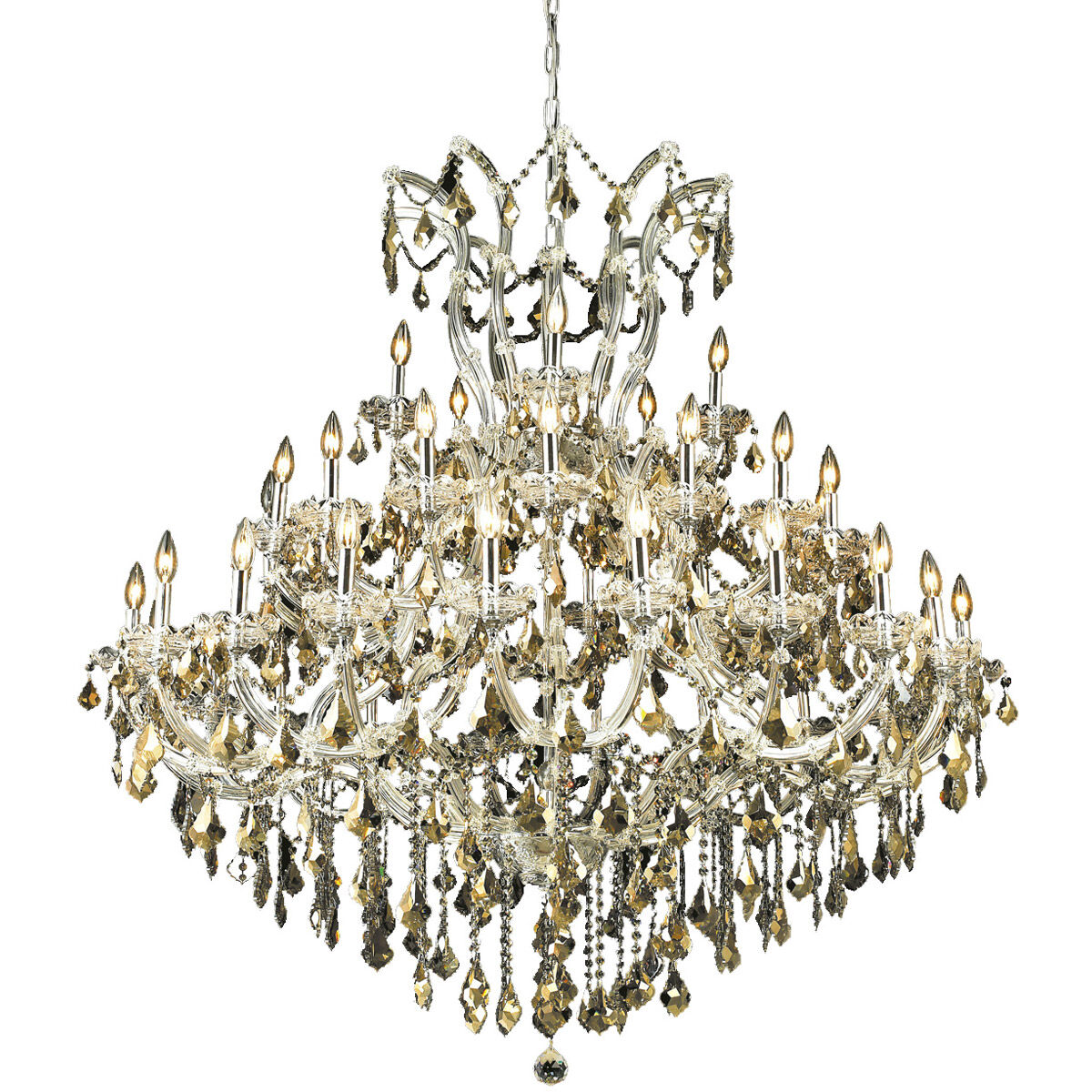 Maria Theresa 41 Light 52 inch Chrome Foyer Ceiling Light in Golden Teak, Royal Cut