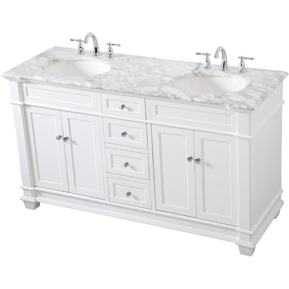 Wesley 60 X 21.5 X 35 inch White Vanity Sink Set